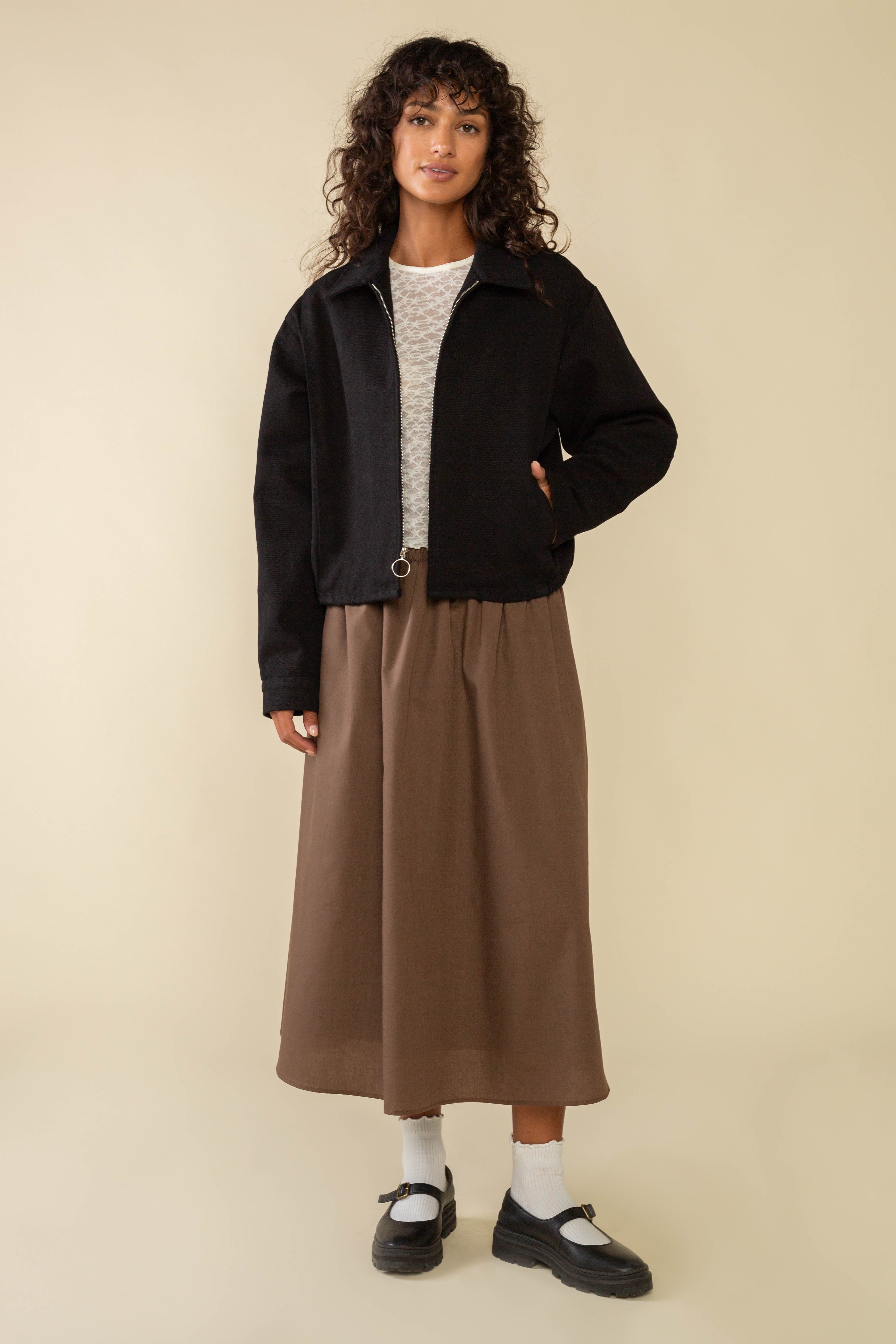 Larchmont Full A-Line Poplin Midi Skirt – NLT