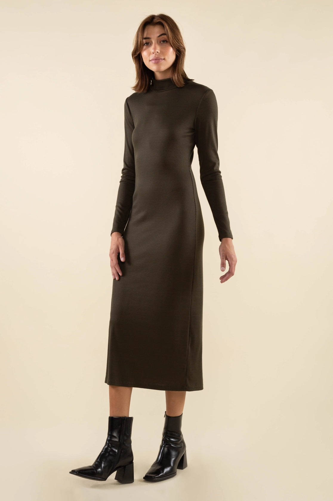 Turtleneck Rib Bodycon Dress