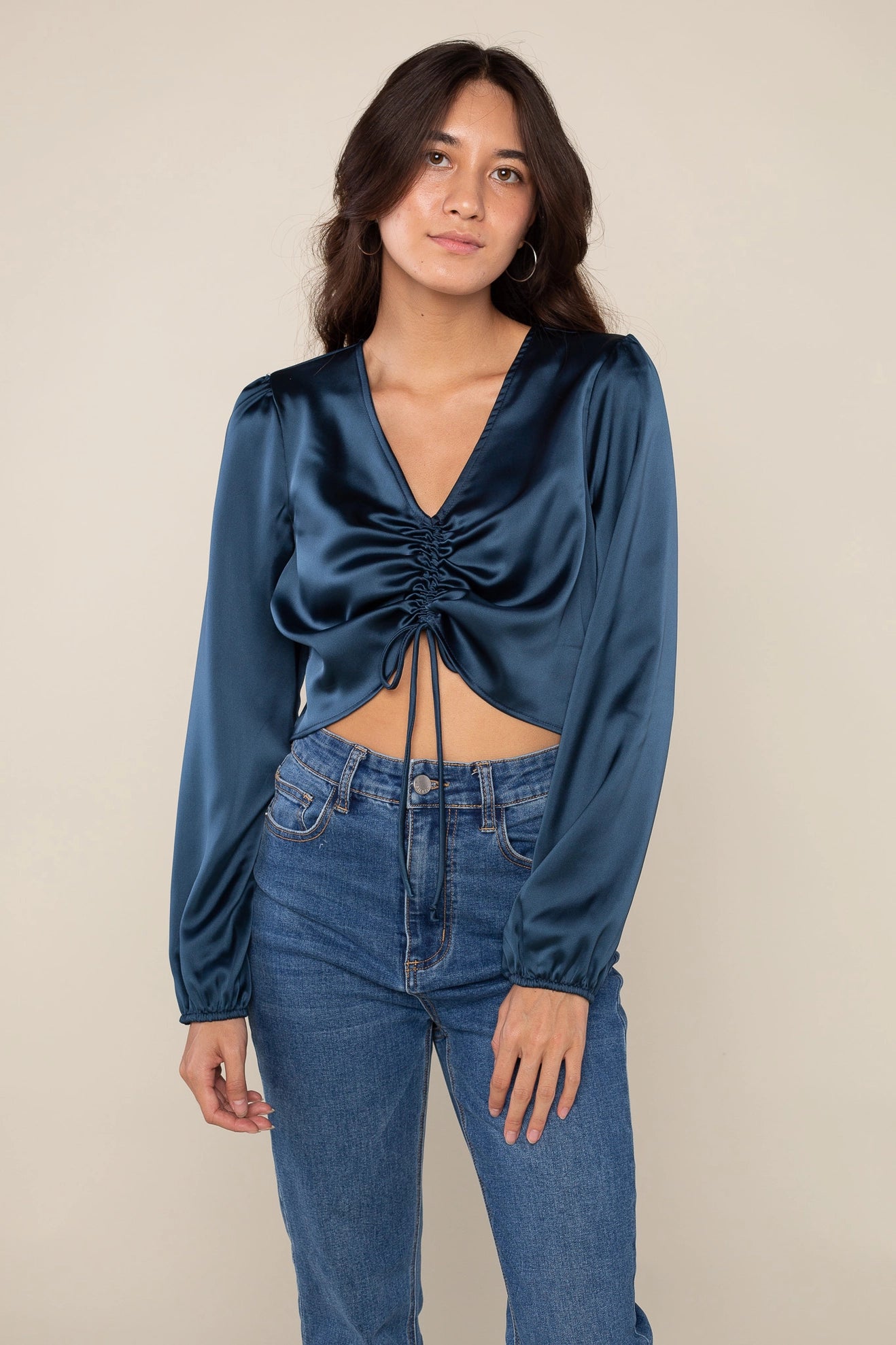 Satin Shirred Top