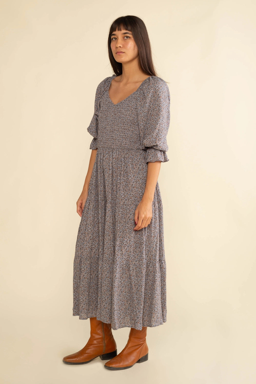 Shirred Midi Tiered Dress