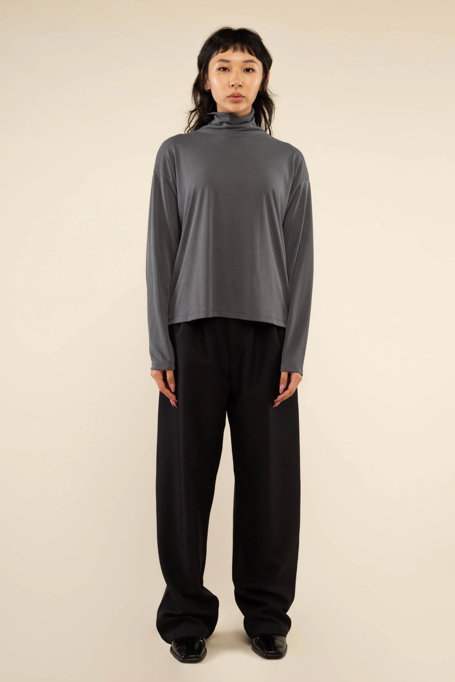 Modal Boxy Turtleneck Top