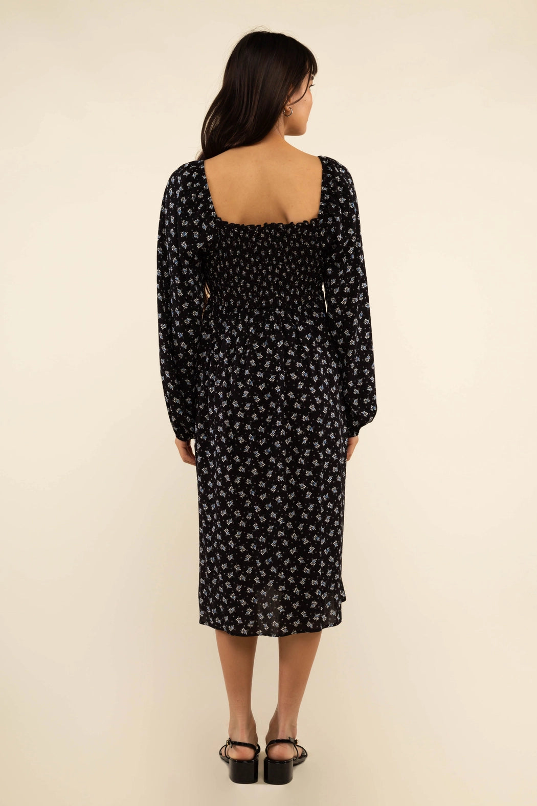 Black Ditsy Floral Print Dress