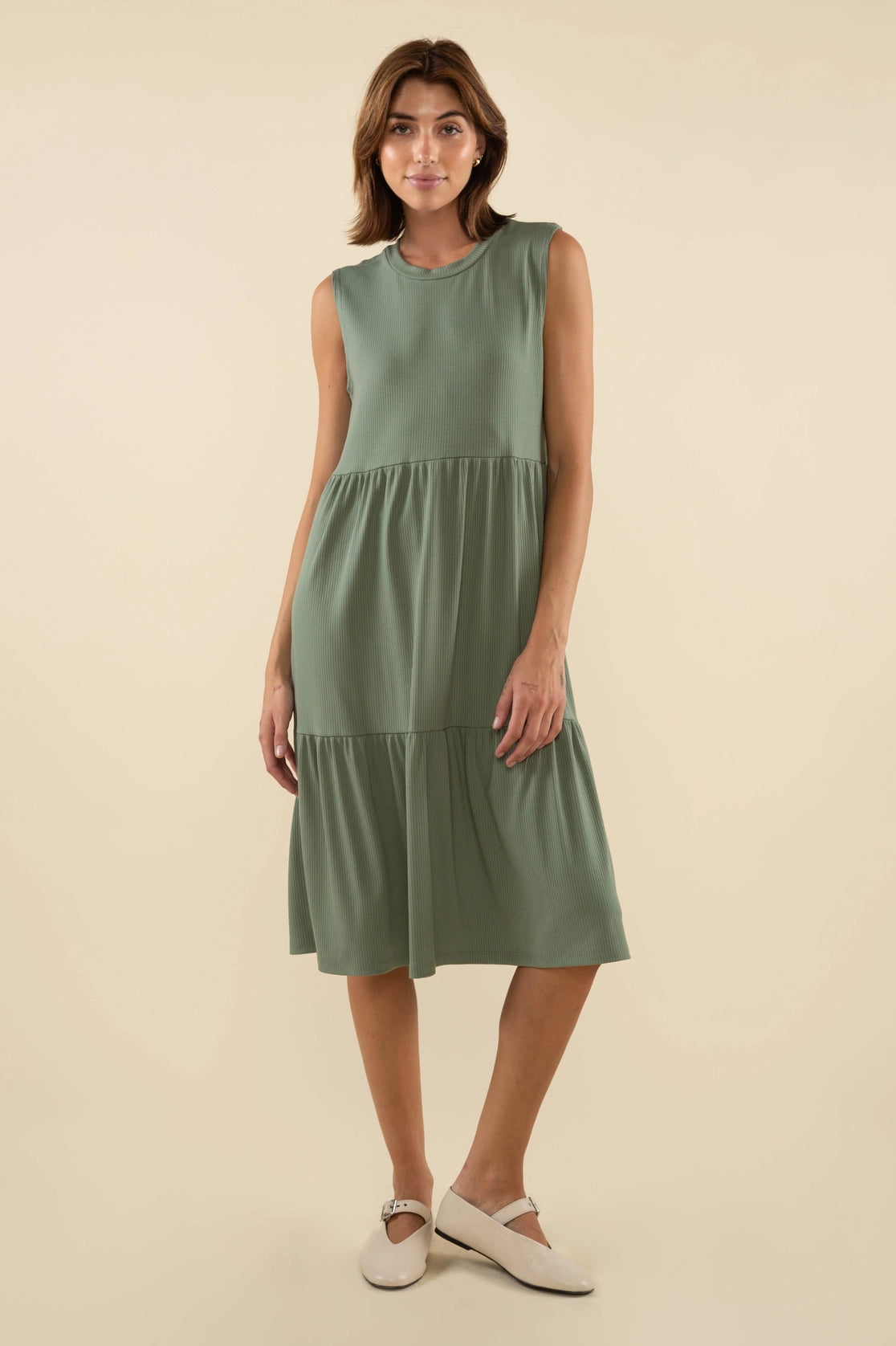 Sleeveless Tiered Rib Dress