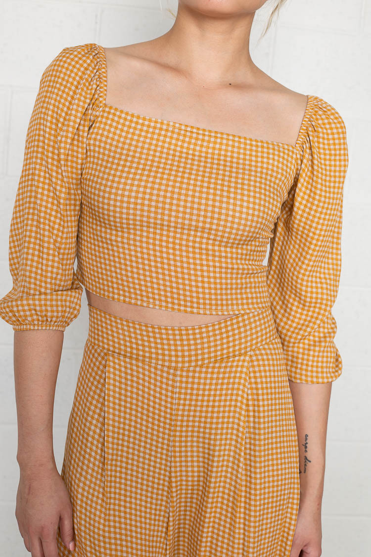 Gingham Cropped Blouse