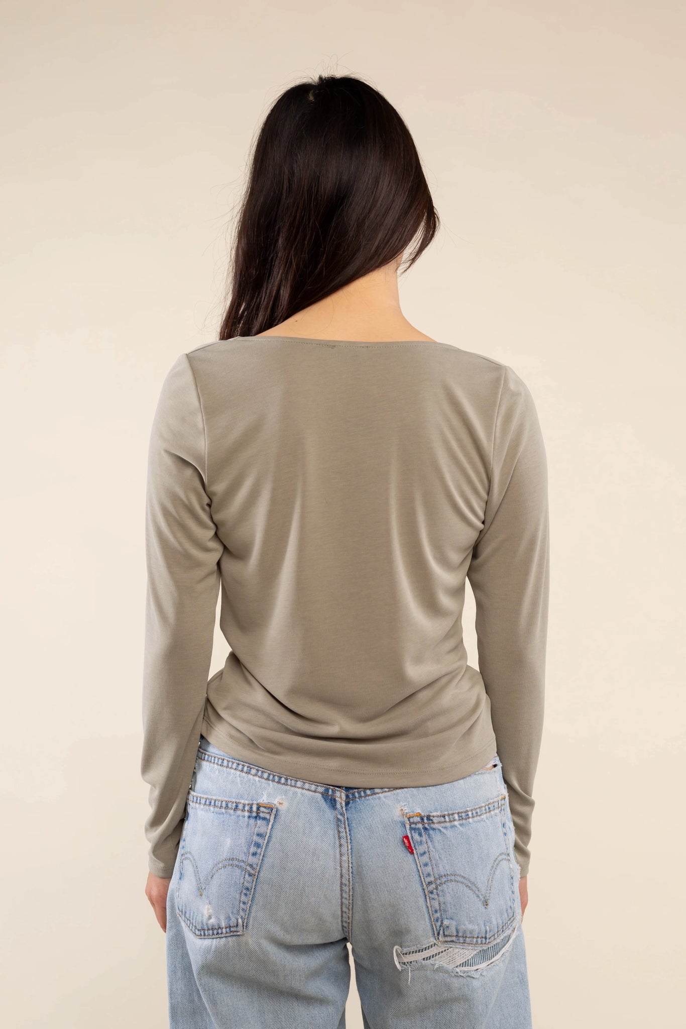 Modal Cowl Neck Long Sleeve Top