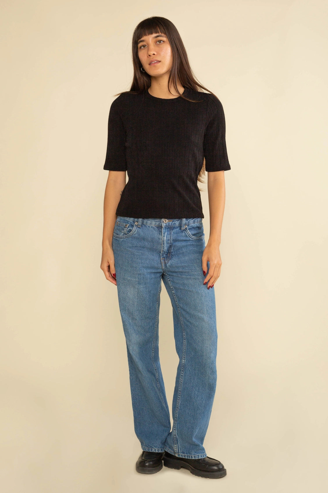 Mid Sleeve Cozy Rib Top