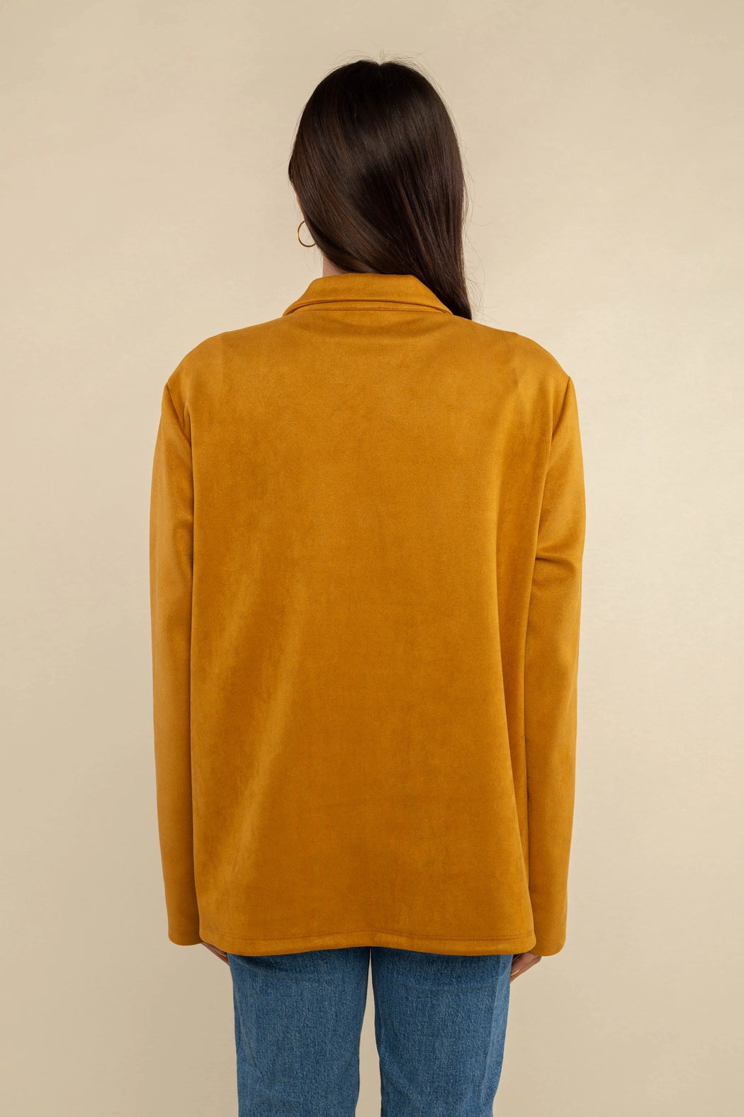 Faux Suede Button Up Jacket