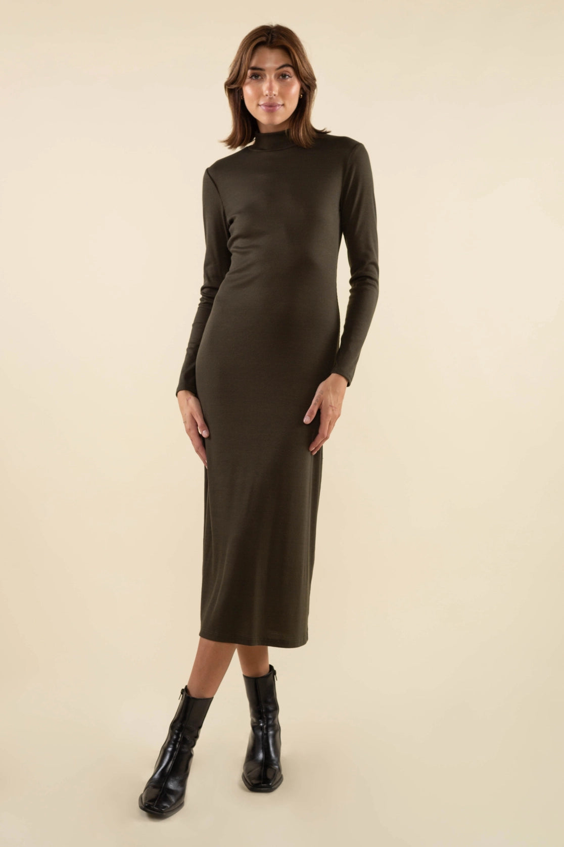 Turtleneck Rib Bodycon Dress