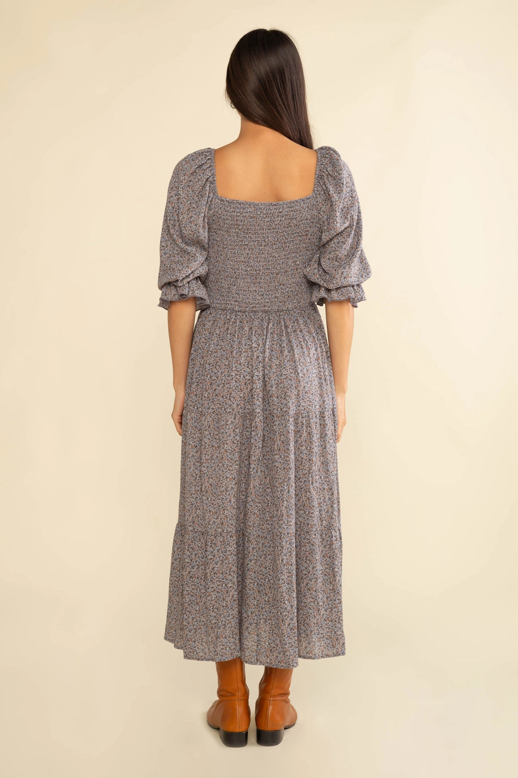 Shirred Midi Tiered Dress