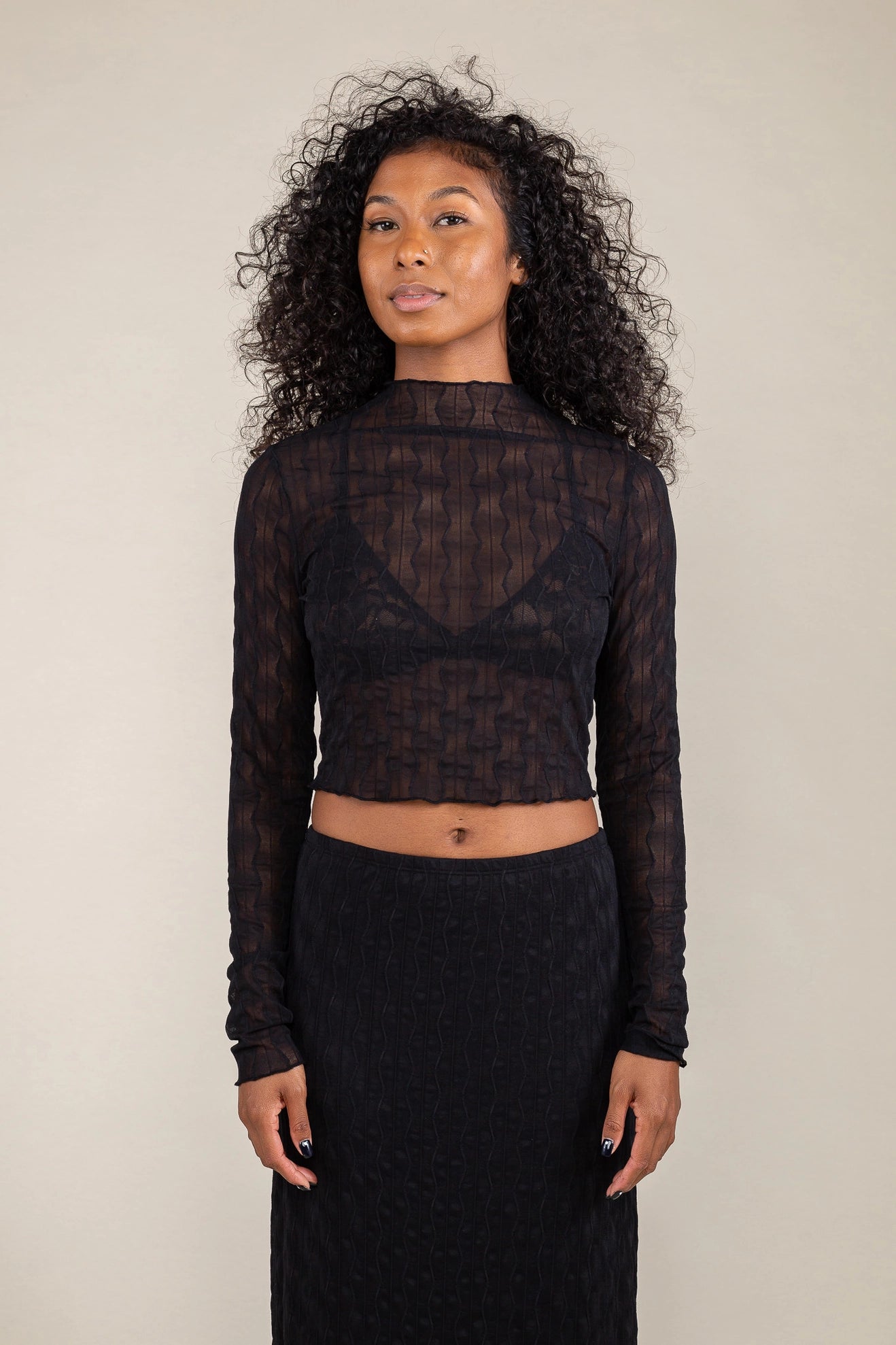 Jacquard Mesh Top