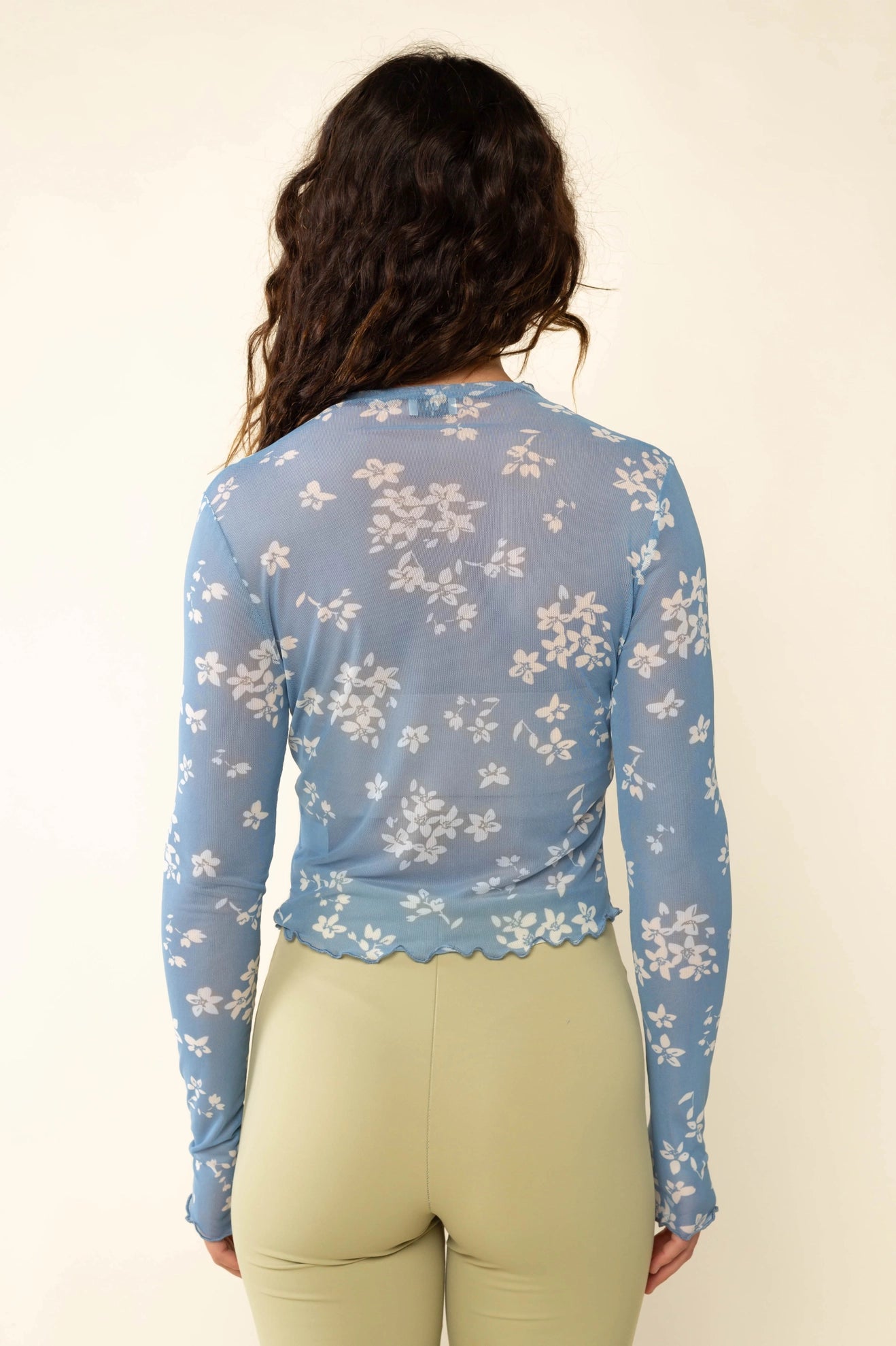 Mock Neck Floral Mesh Top