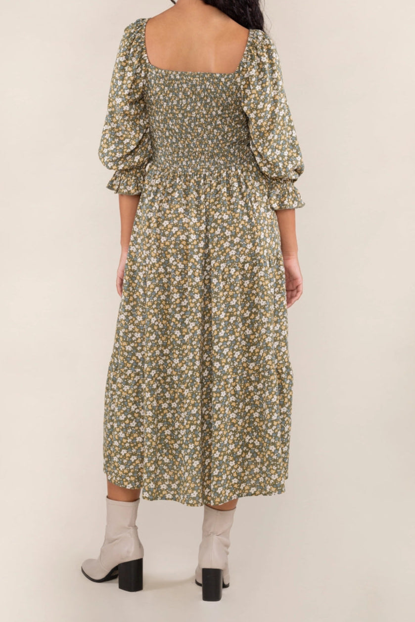 Shirred Midi Tiered Dress