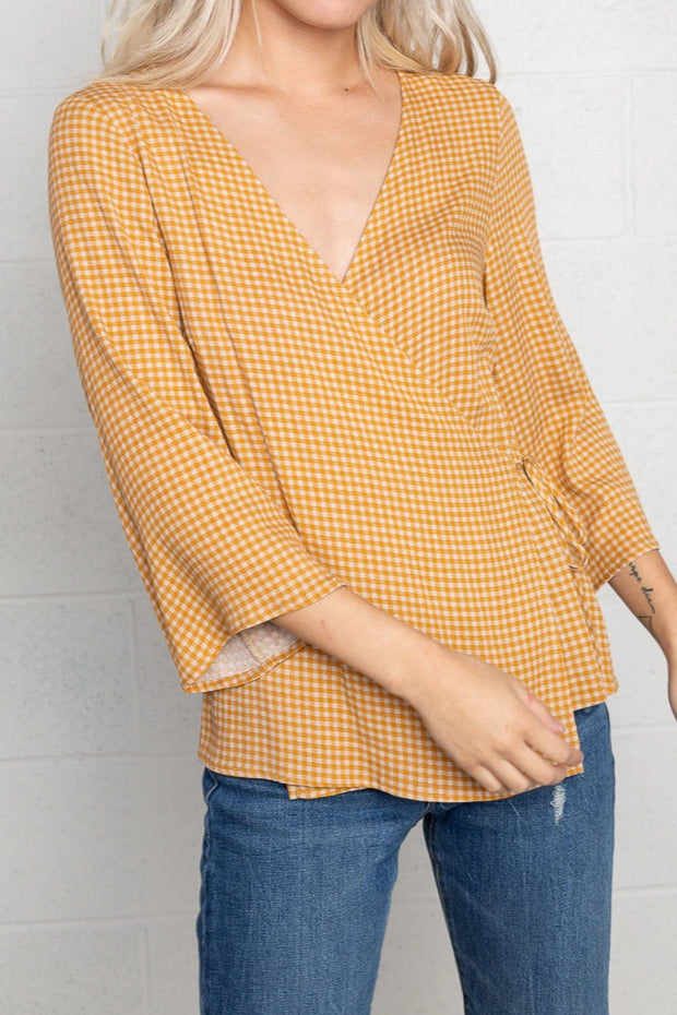 Wrap Gingham Blouse