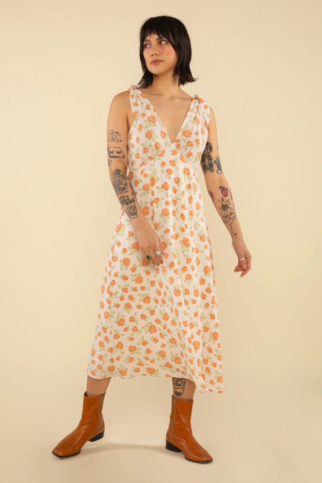 V-neck Ditsy Dress
