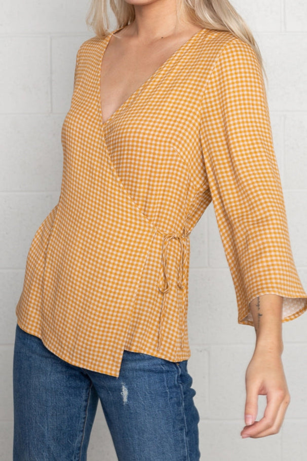 Wrap Gingham Blouse