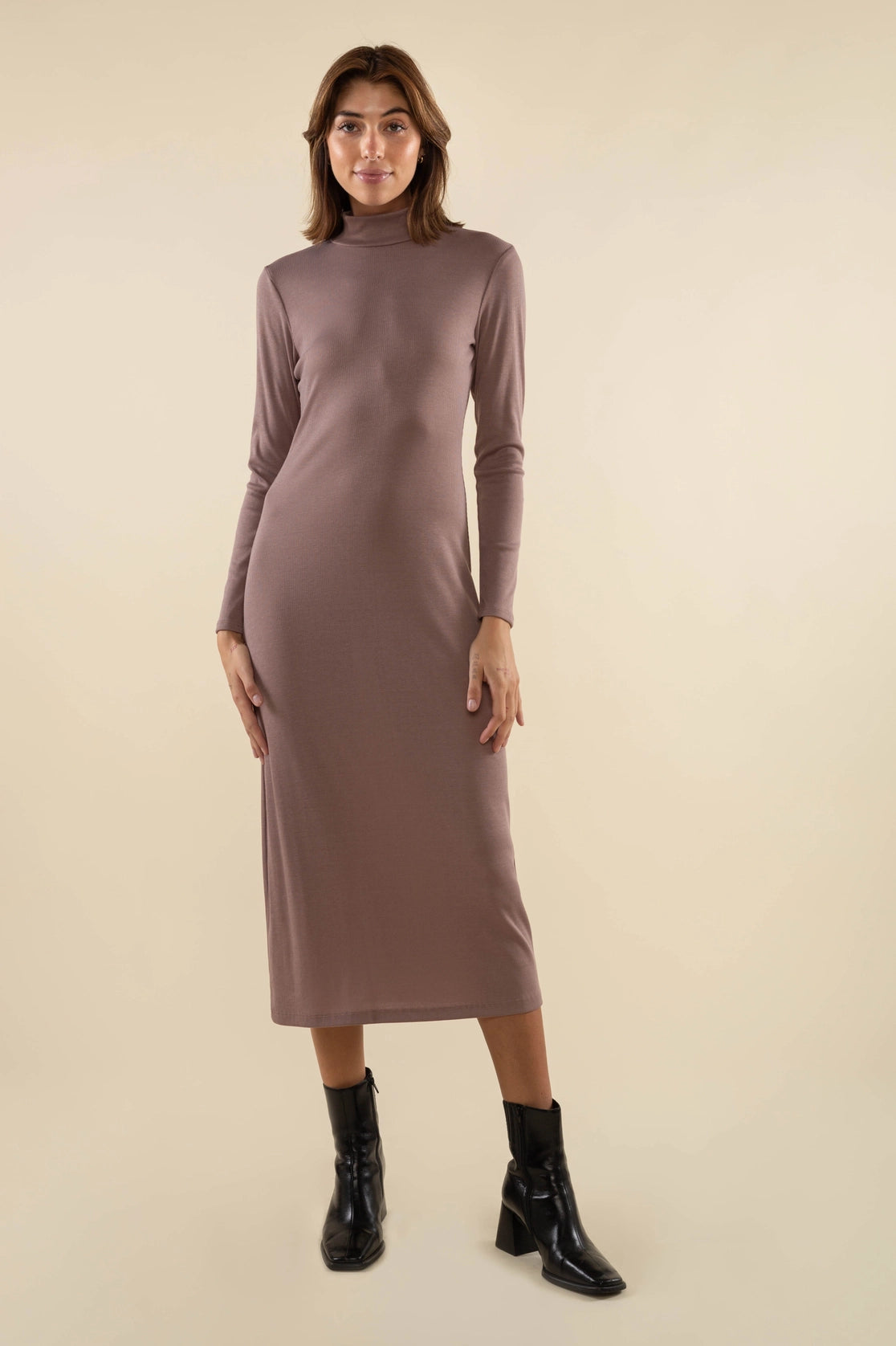 Turtleneck Rib Bodycon Dress