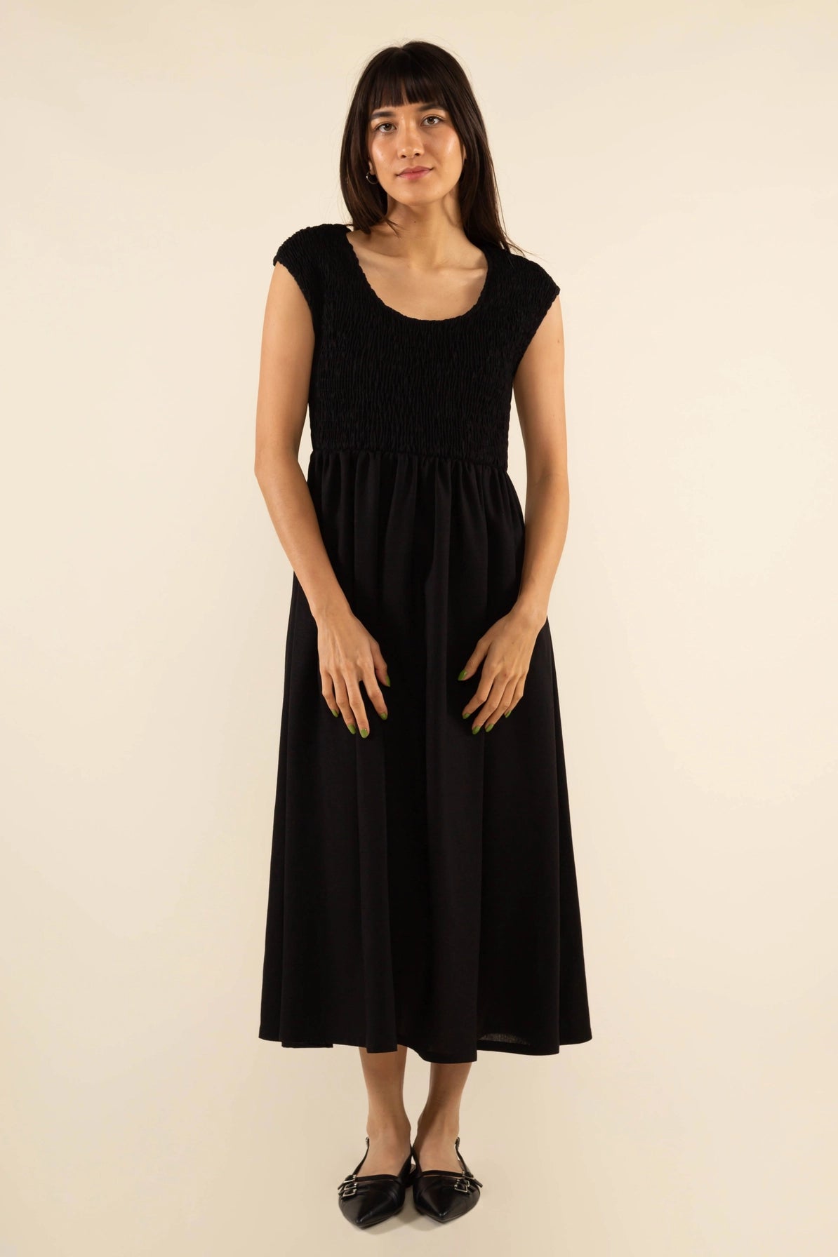 Linen Shirred Dress