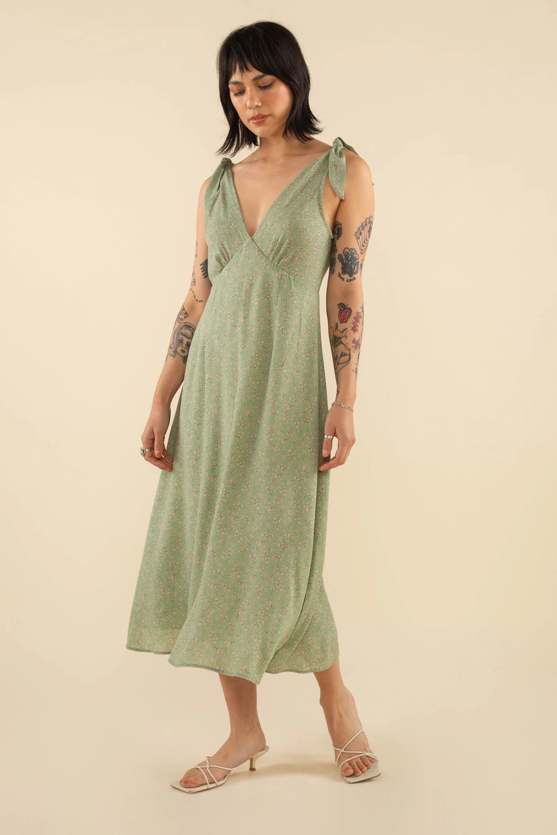 V-neck Ditsy Dress
