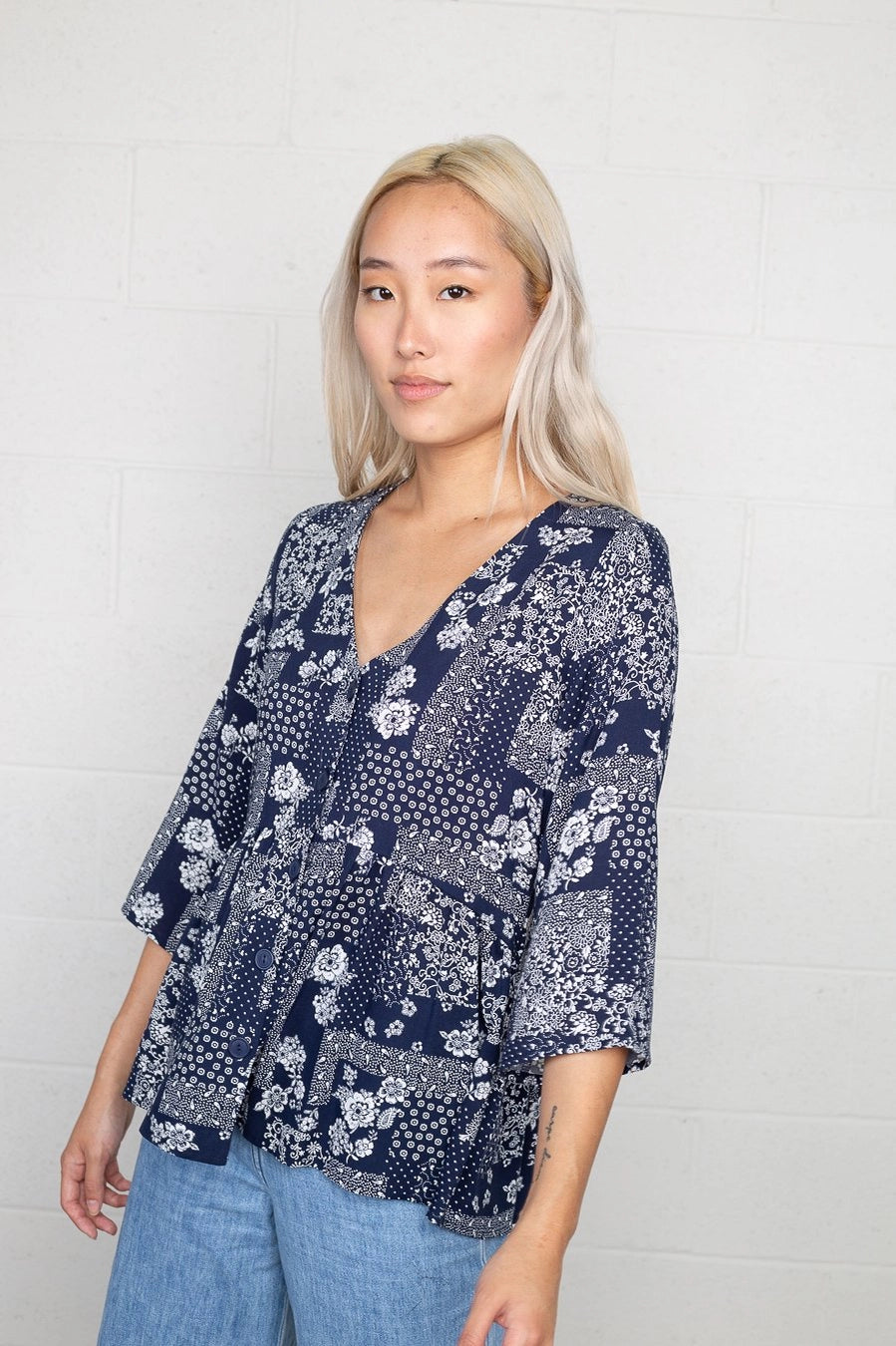 Patchwork Print Blouse