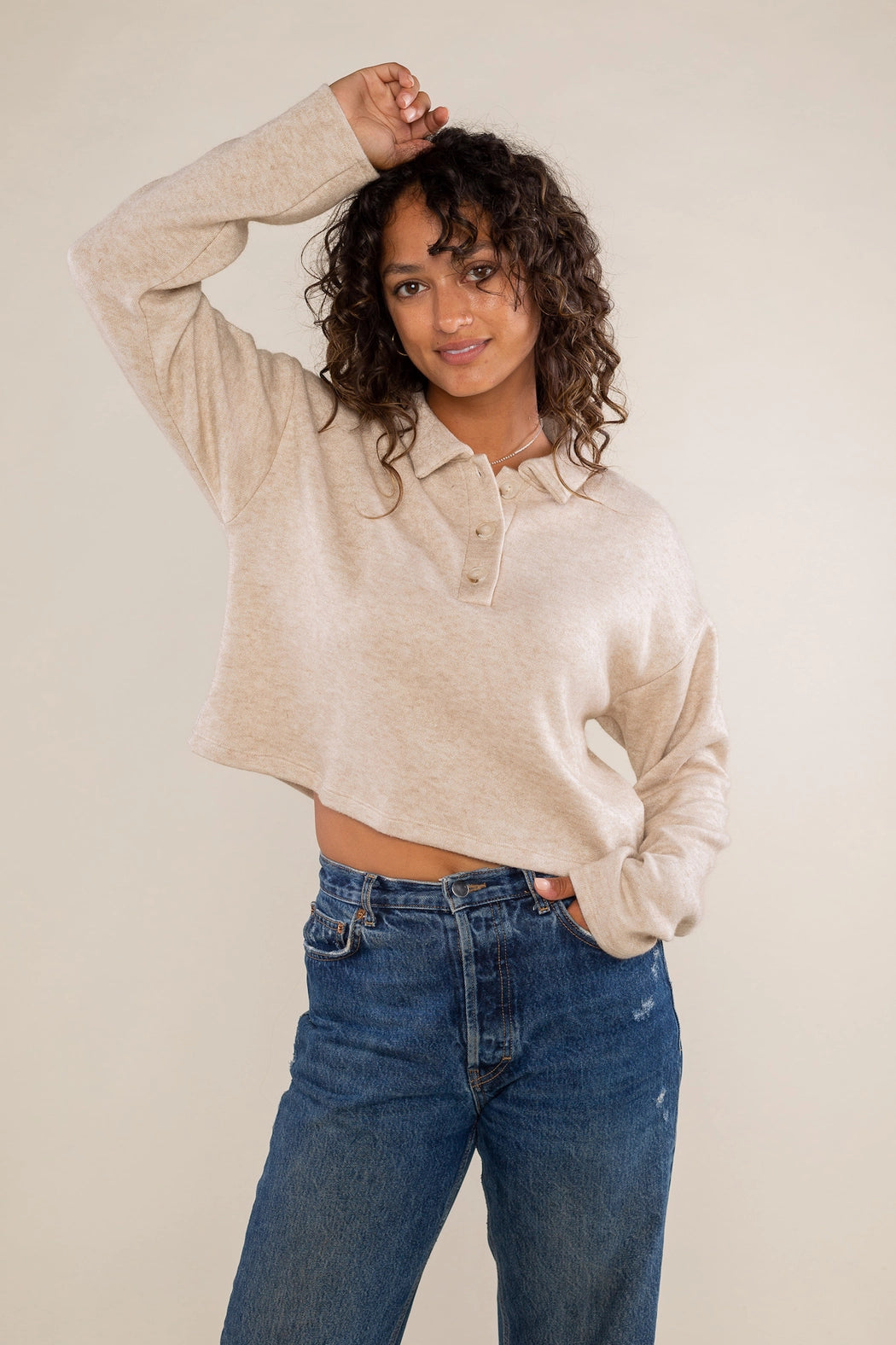 Heavy Knit Boxy Polo Top