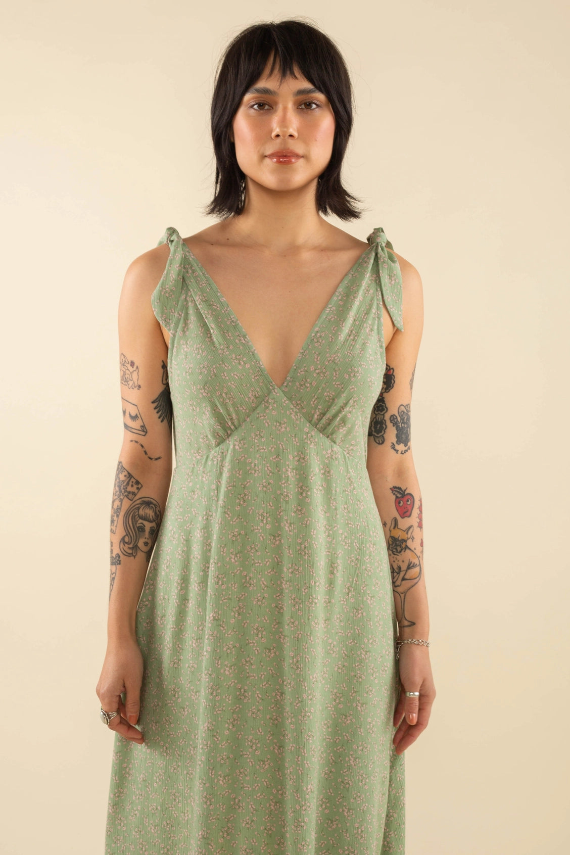 V-neck Ditsy Dress