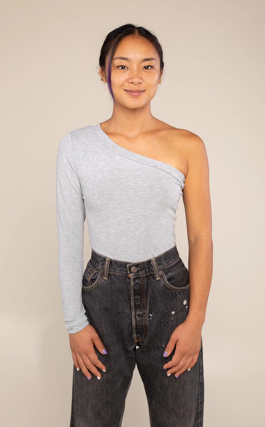 One Shoulder Rib Top