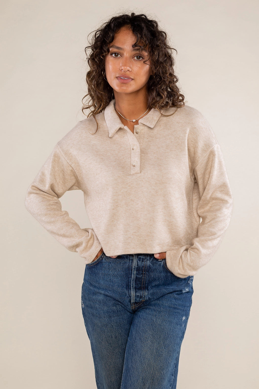 Heavy Knit Boxy Polo Top