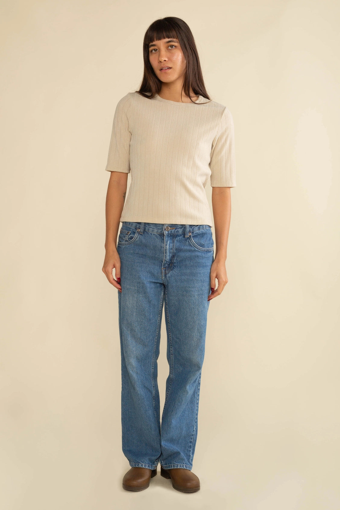 Mid Sleeve Cozy Rib Top