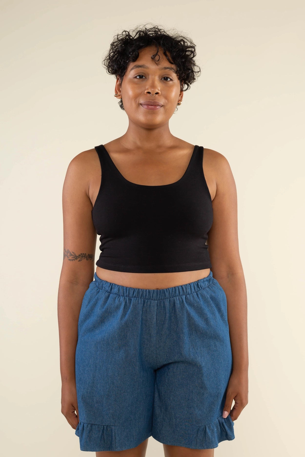 Hemp Cotton U-Neck Jersey Crop Tank