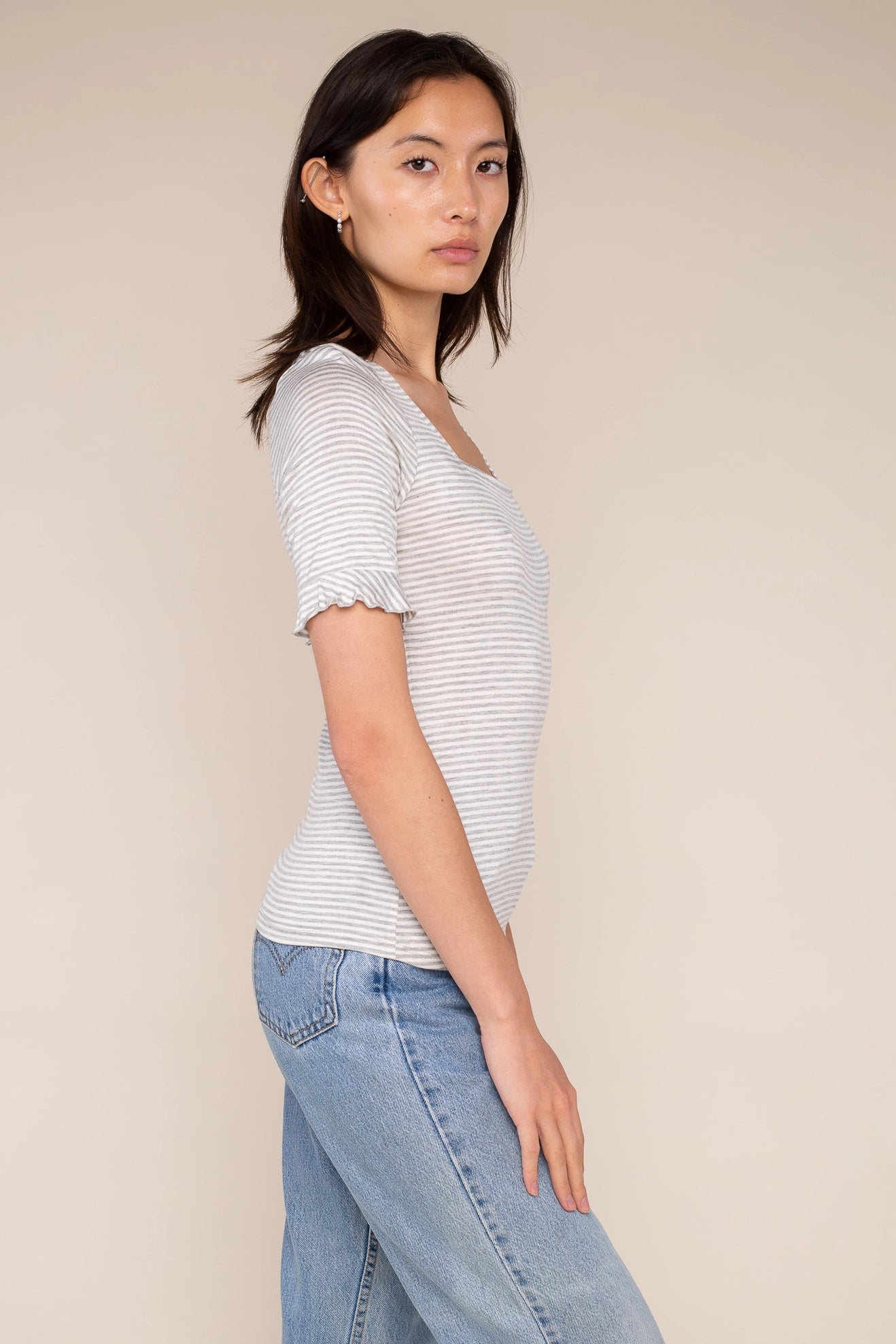 Striped Square Neck Top