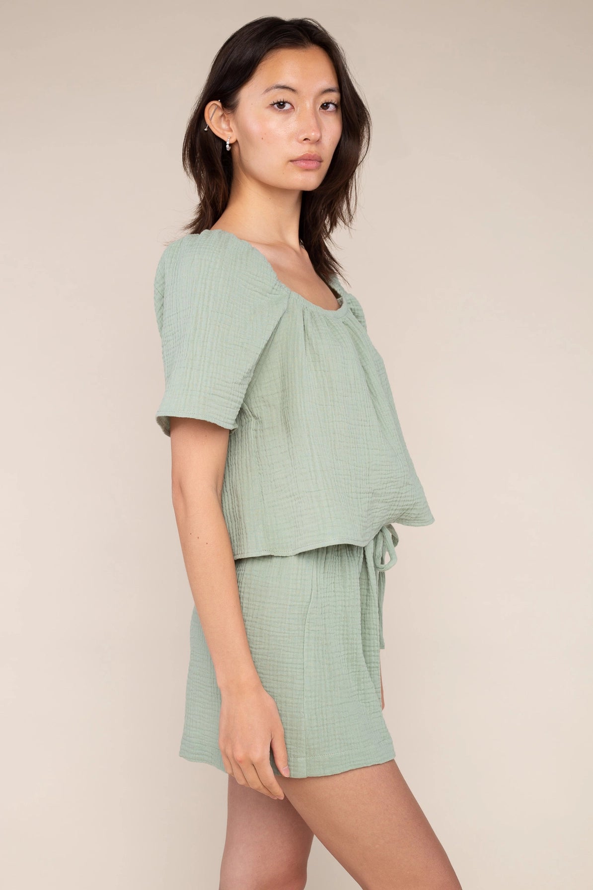 Cotton Gauze Crop Blouse