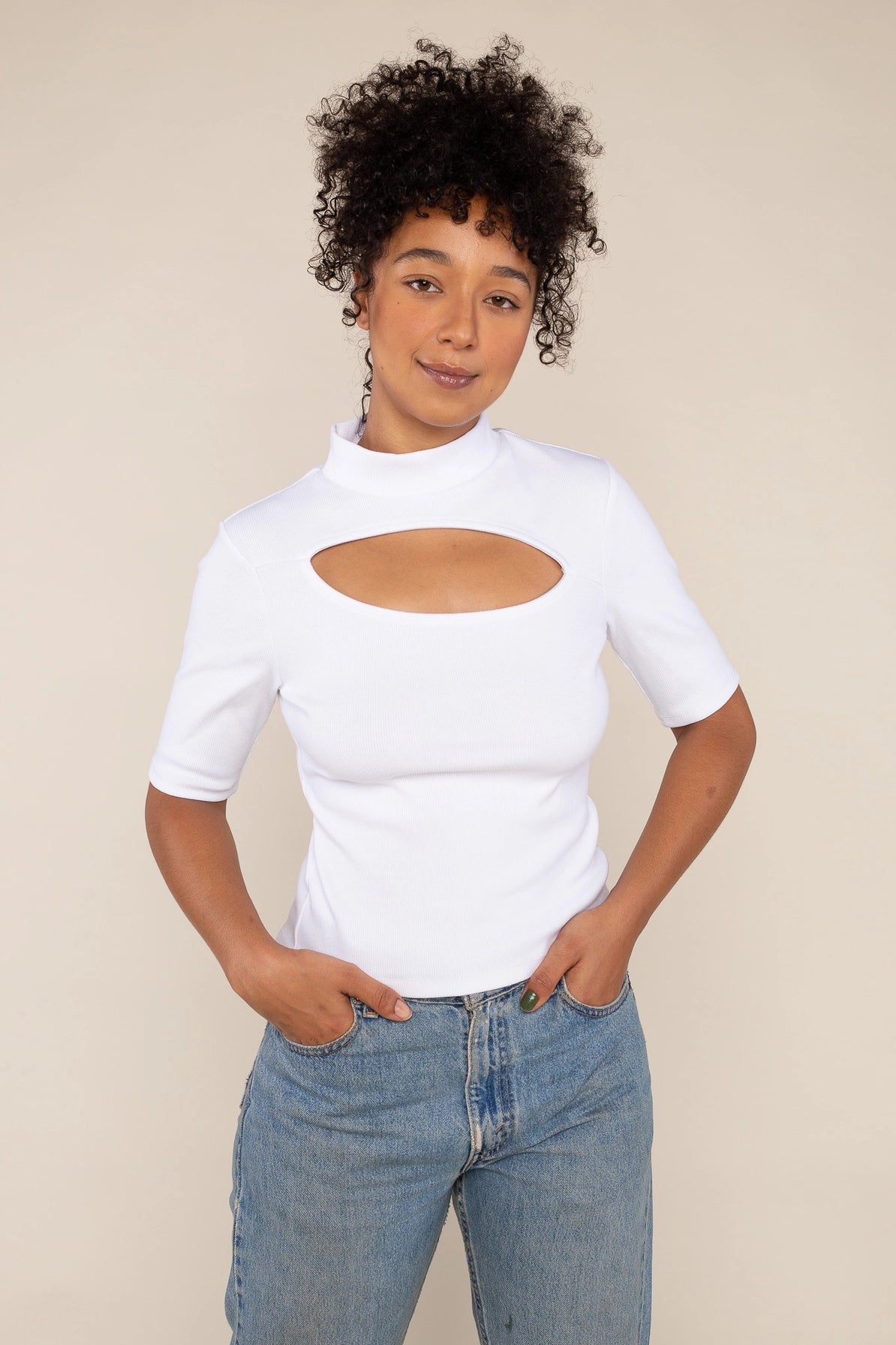 Ribbed Cut Out Top