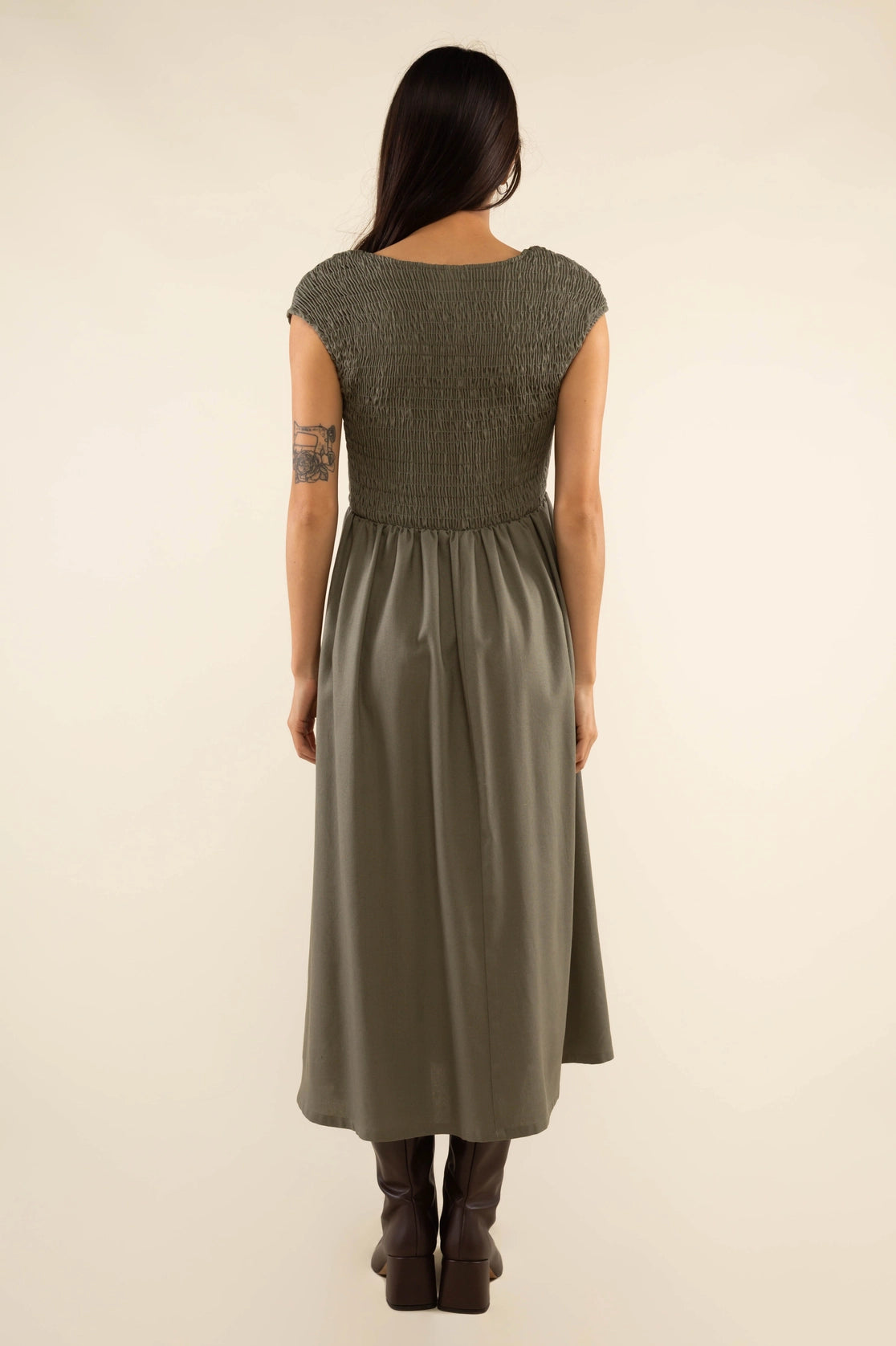 Linen Shirred Dress