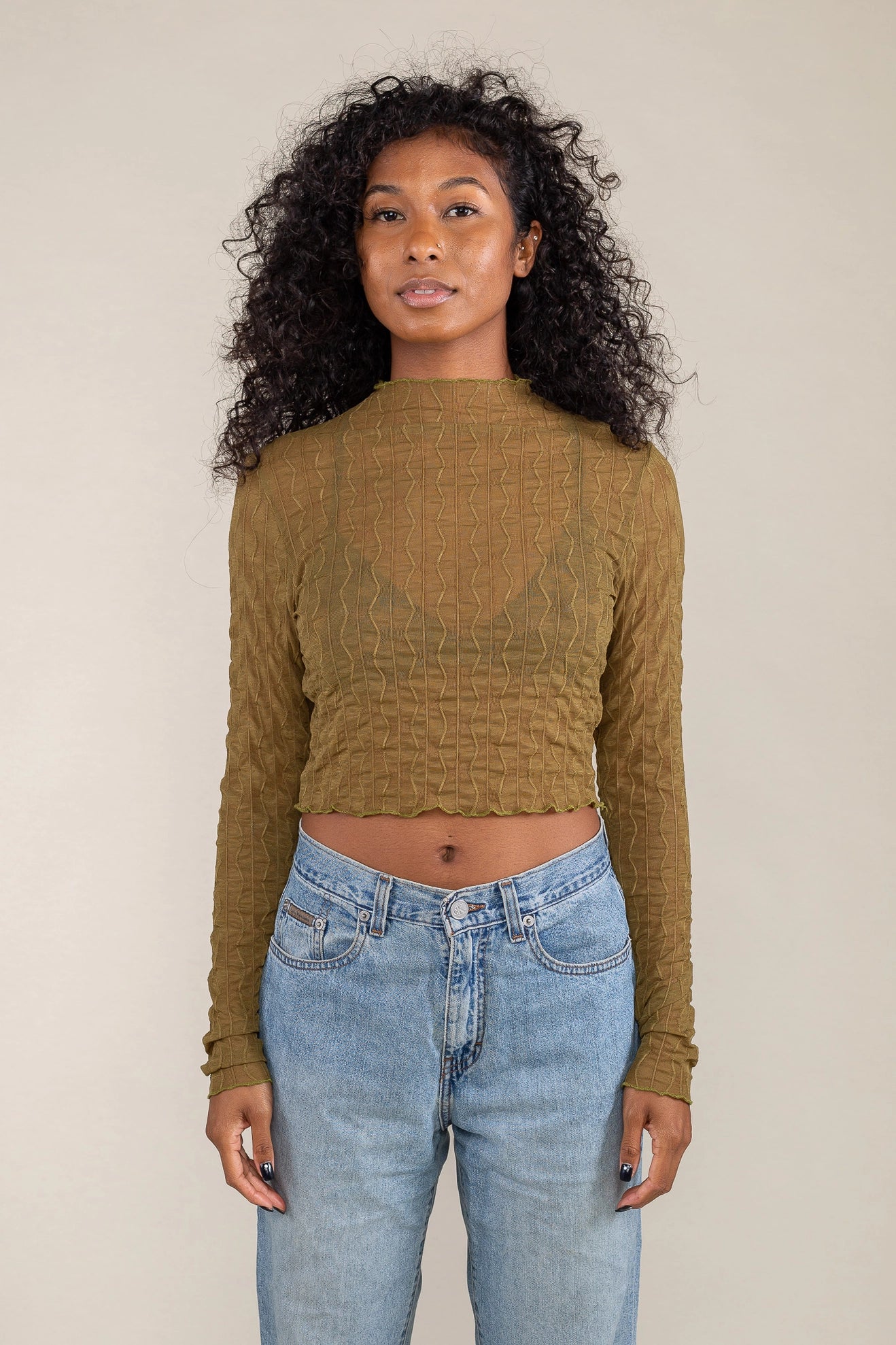 Jacquard Mesh Top