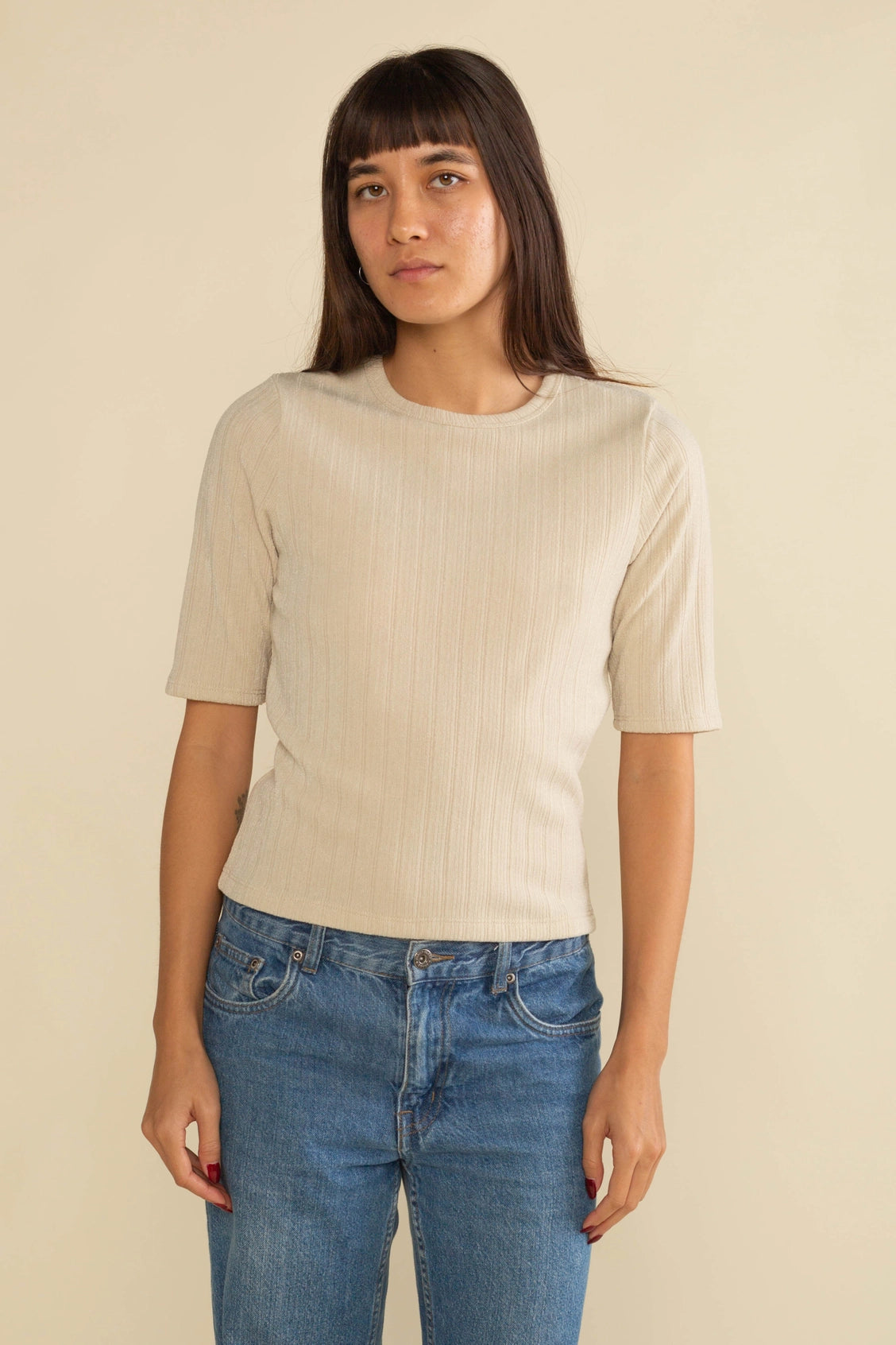 Mid Sleeve Cozy Rib Top