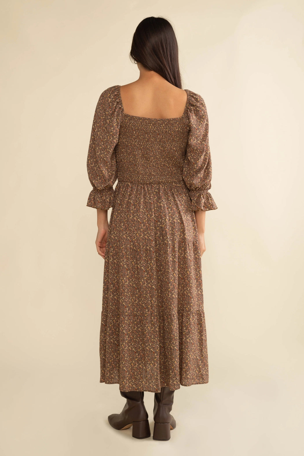 Shirred Midi Tiered Dress
