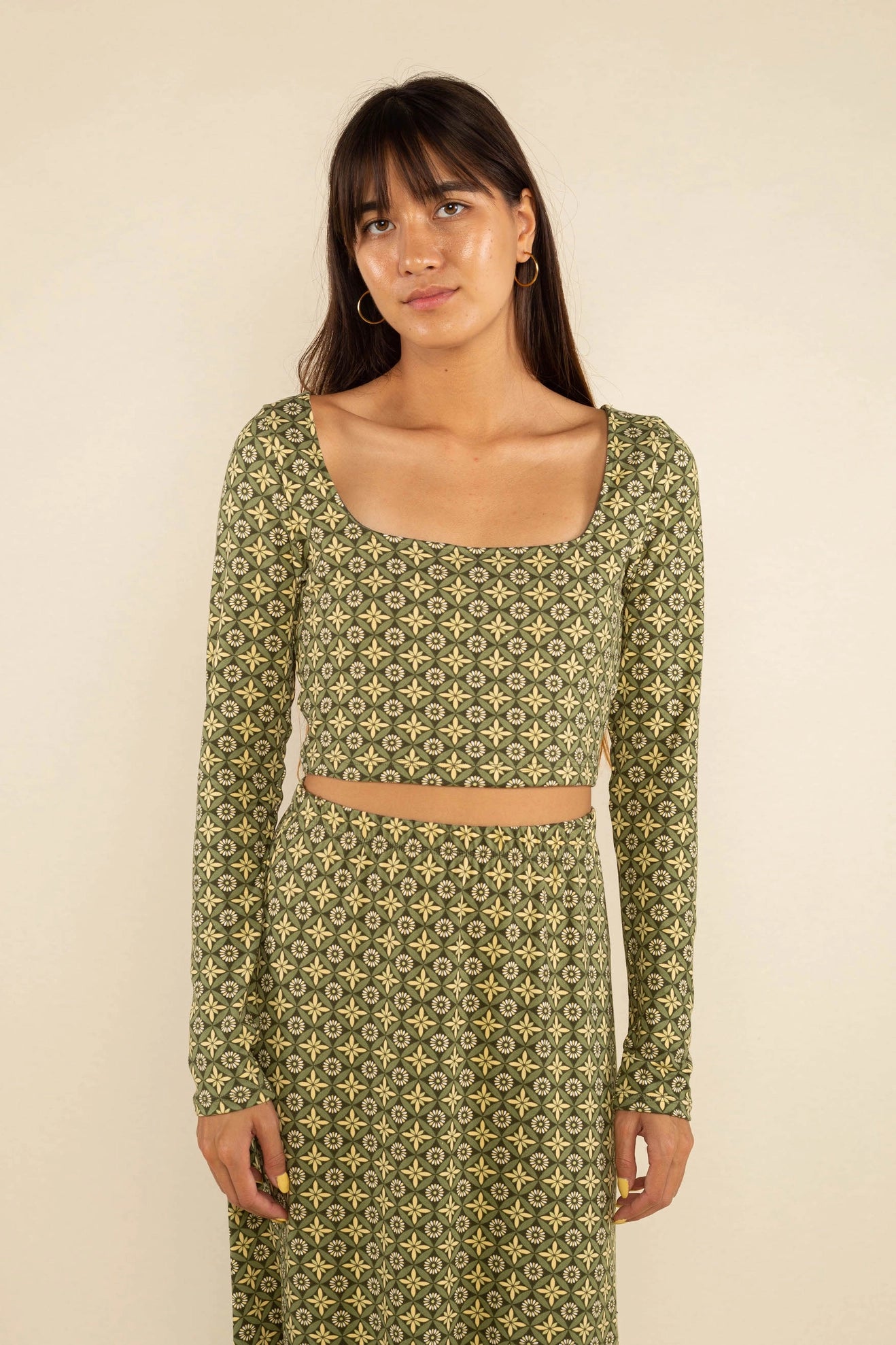 Crop Knit Print Top