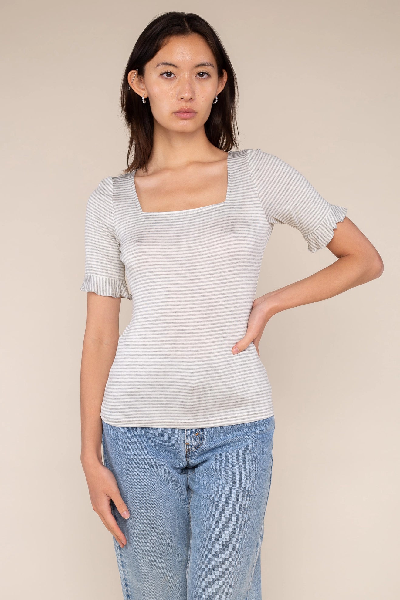 Striped Square Neck Top