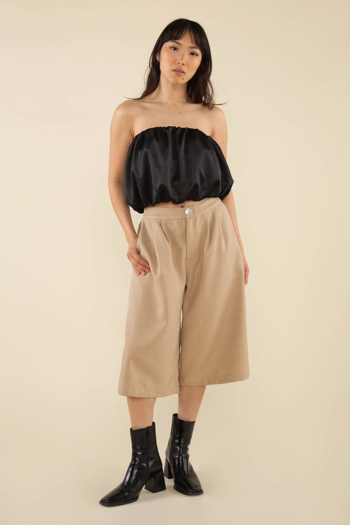 Bubble Crop Poplin Tube Top