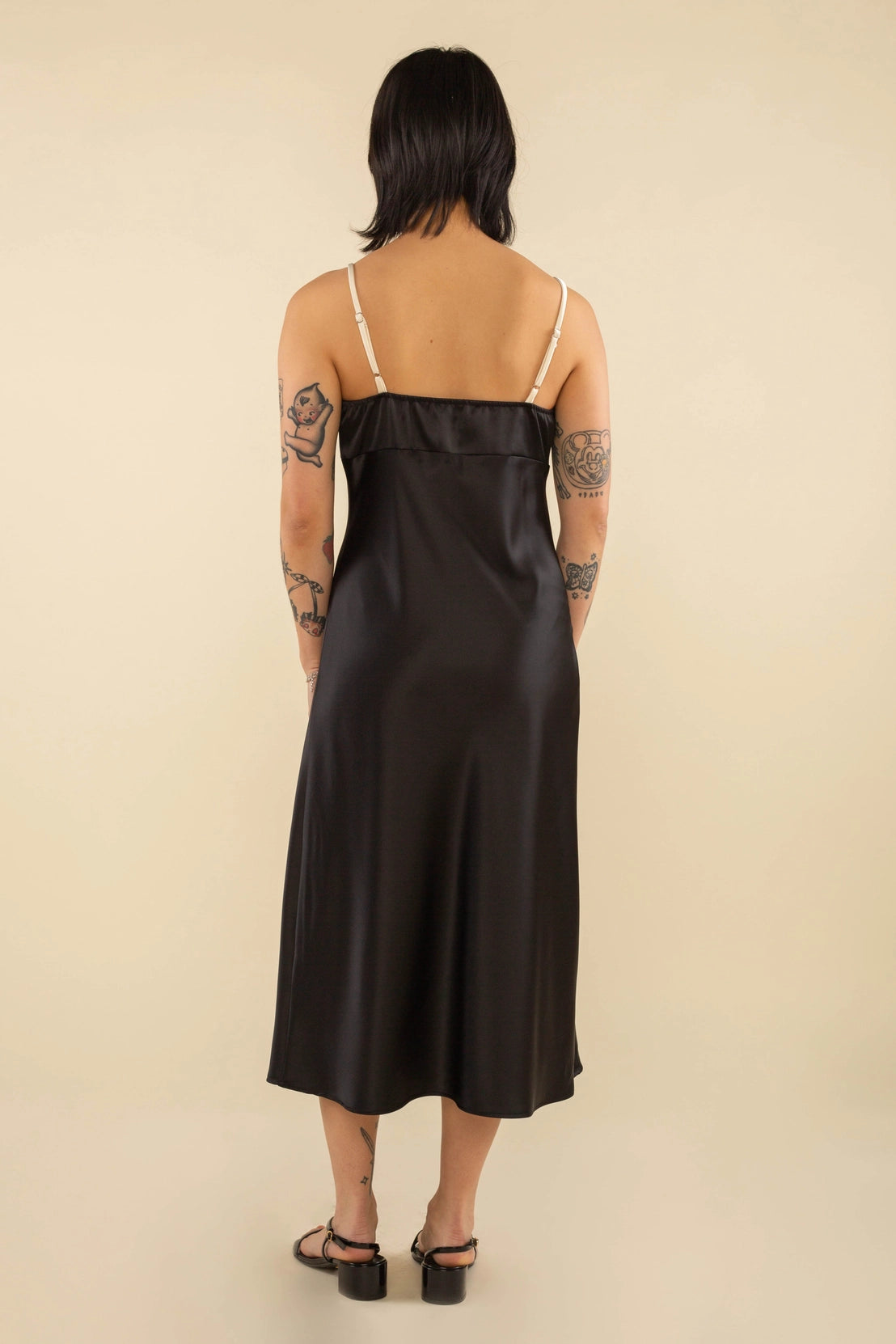 Satin Contrast Tie Dress
