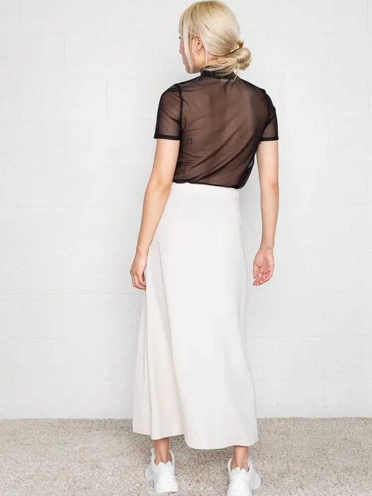 Mock Neck Short Slv Mesh Top