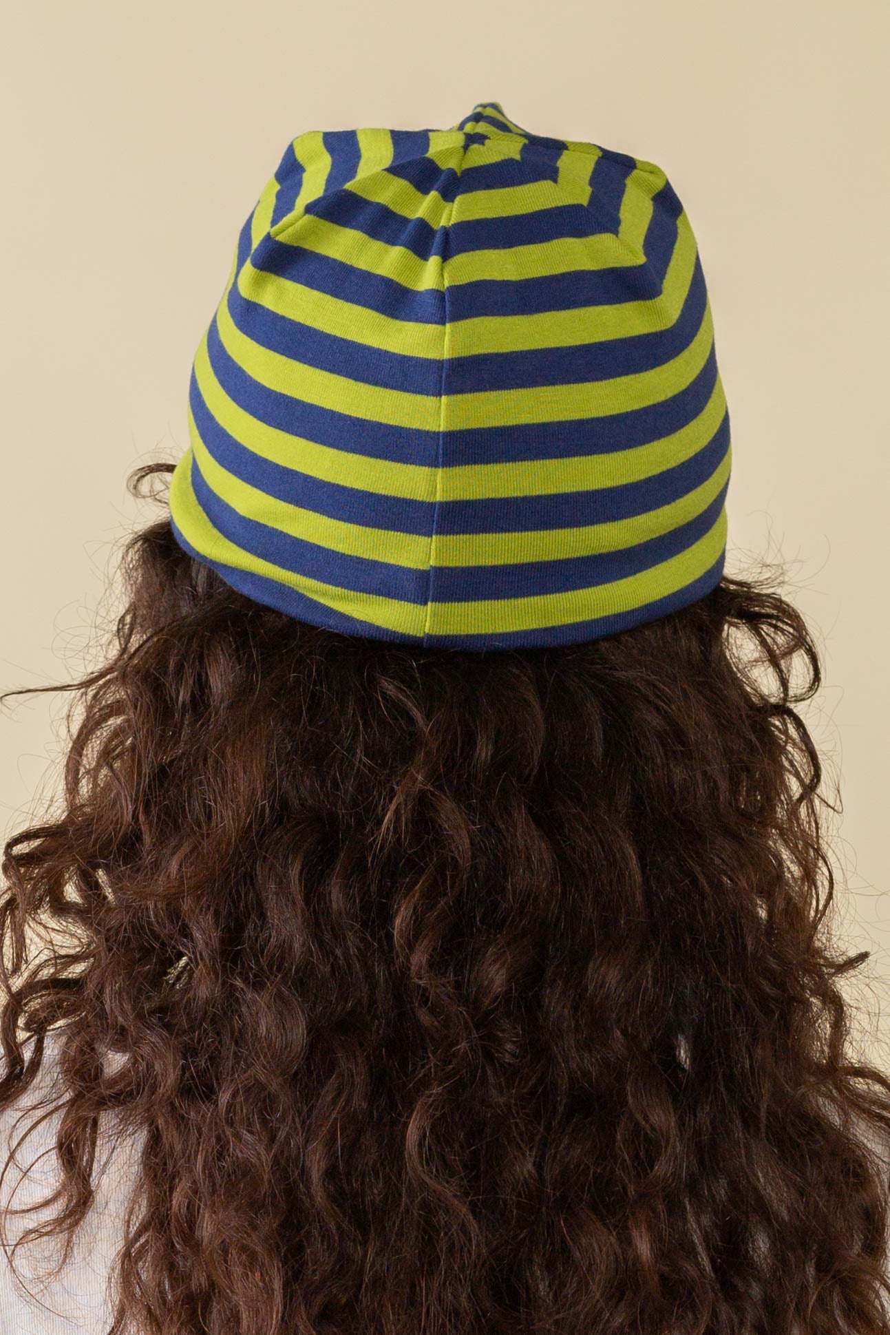 Striped 1x1 Rib Knit No Fold Beanie