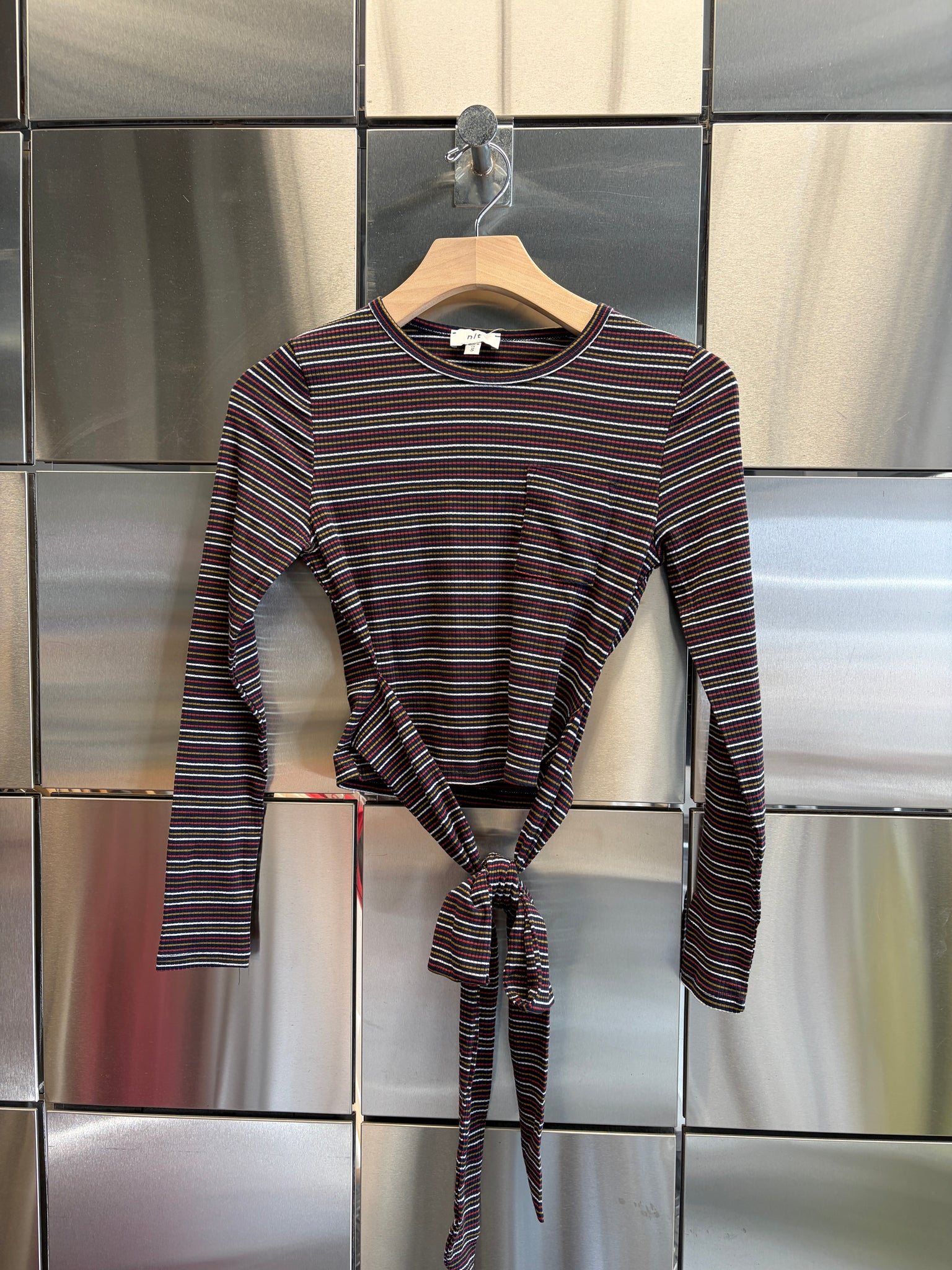 Striped Crop Tie Top