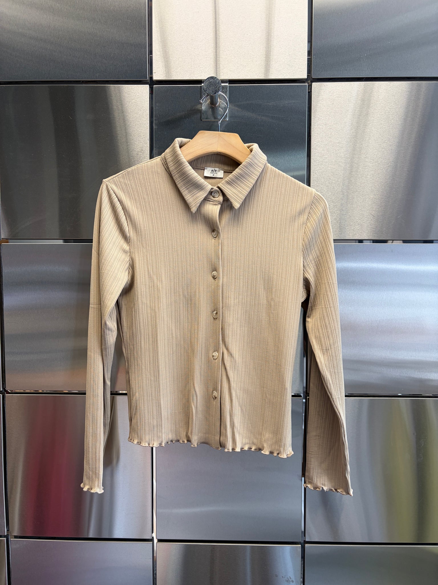 Variegated Rib Button Up