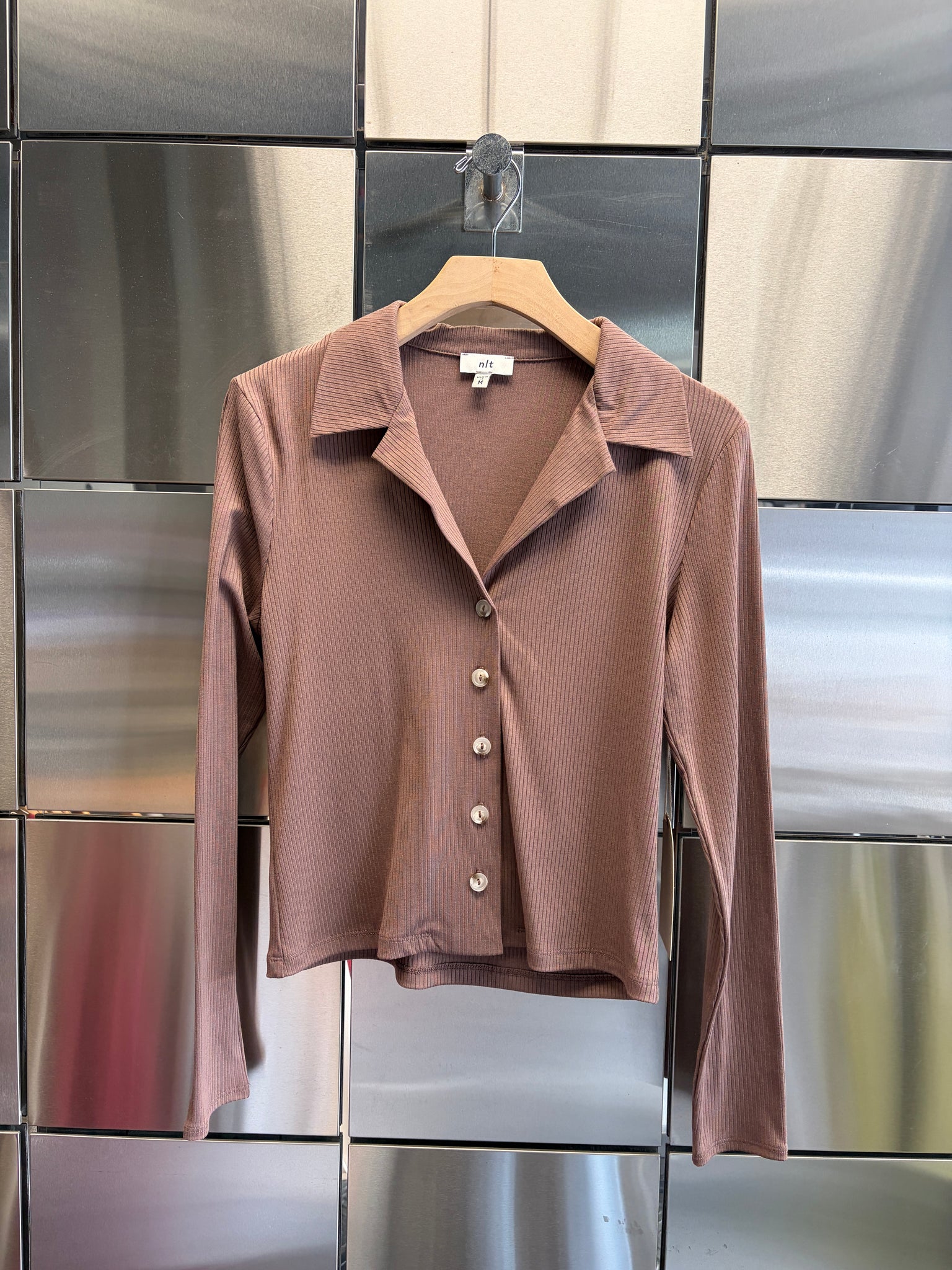 Rib Button Down Top