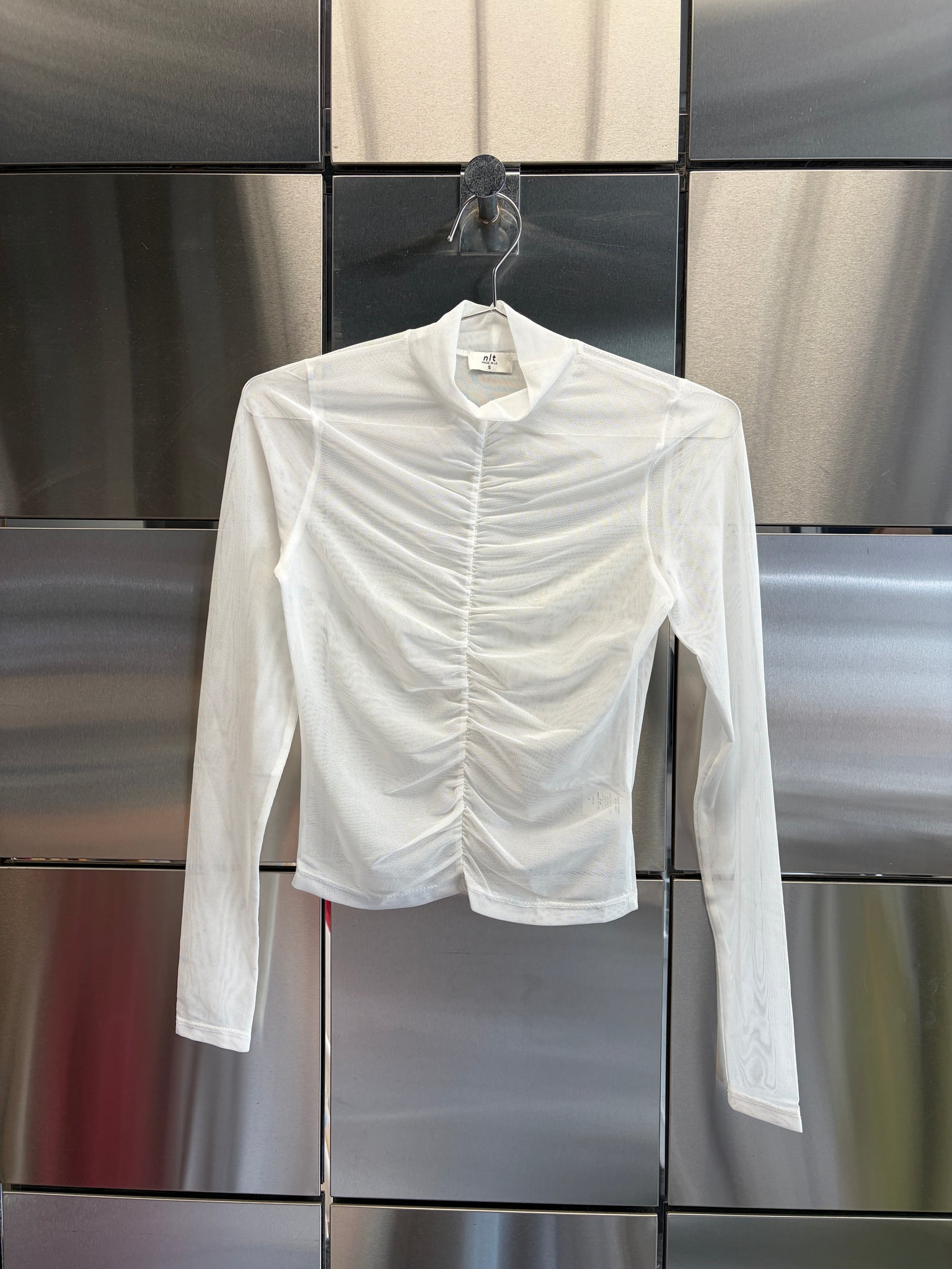 Shirred Mesh Top