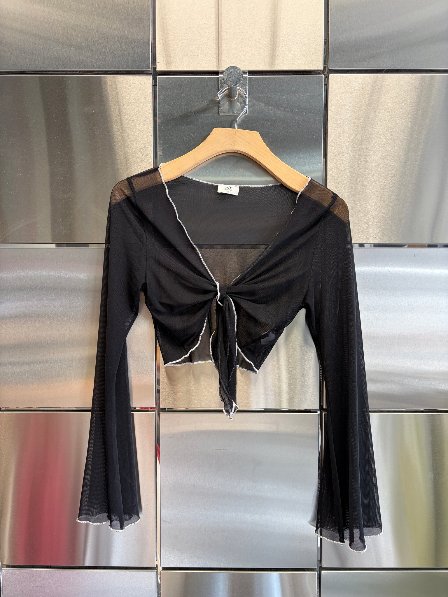 Mesh Tie Cover Up Top