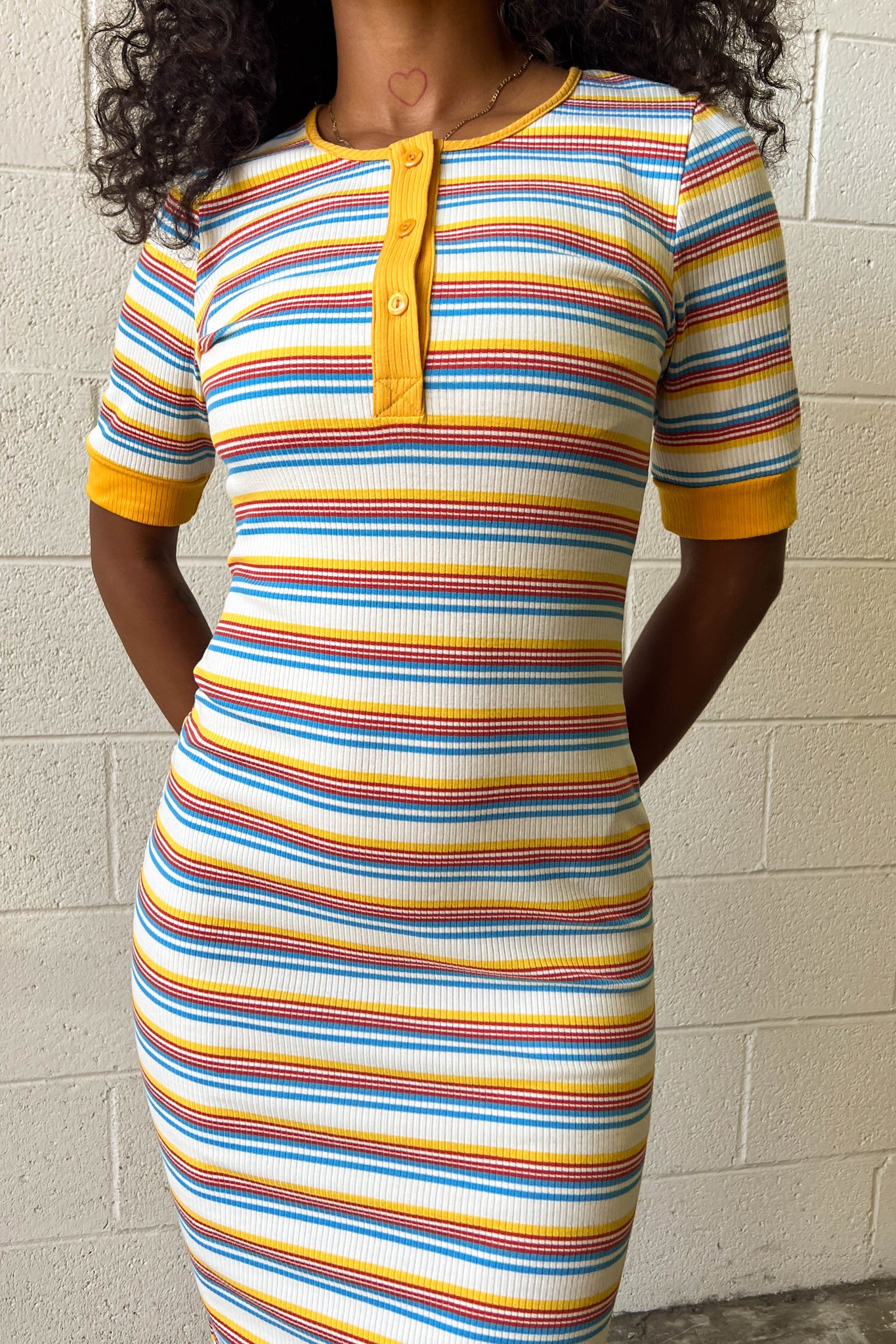 Henley Stripe Dress - Multi