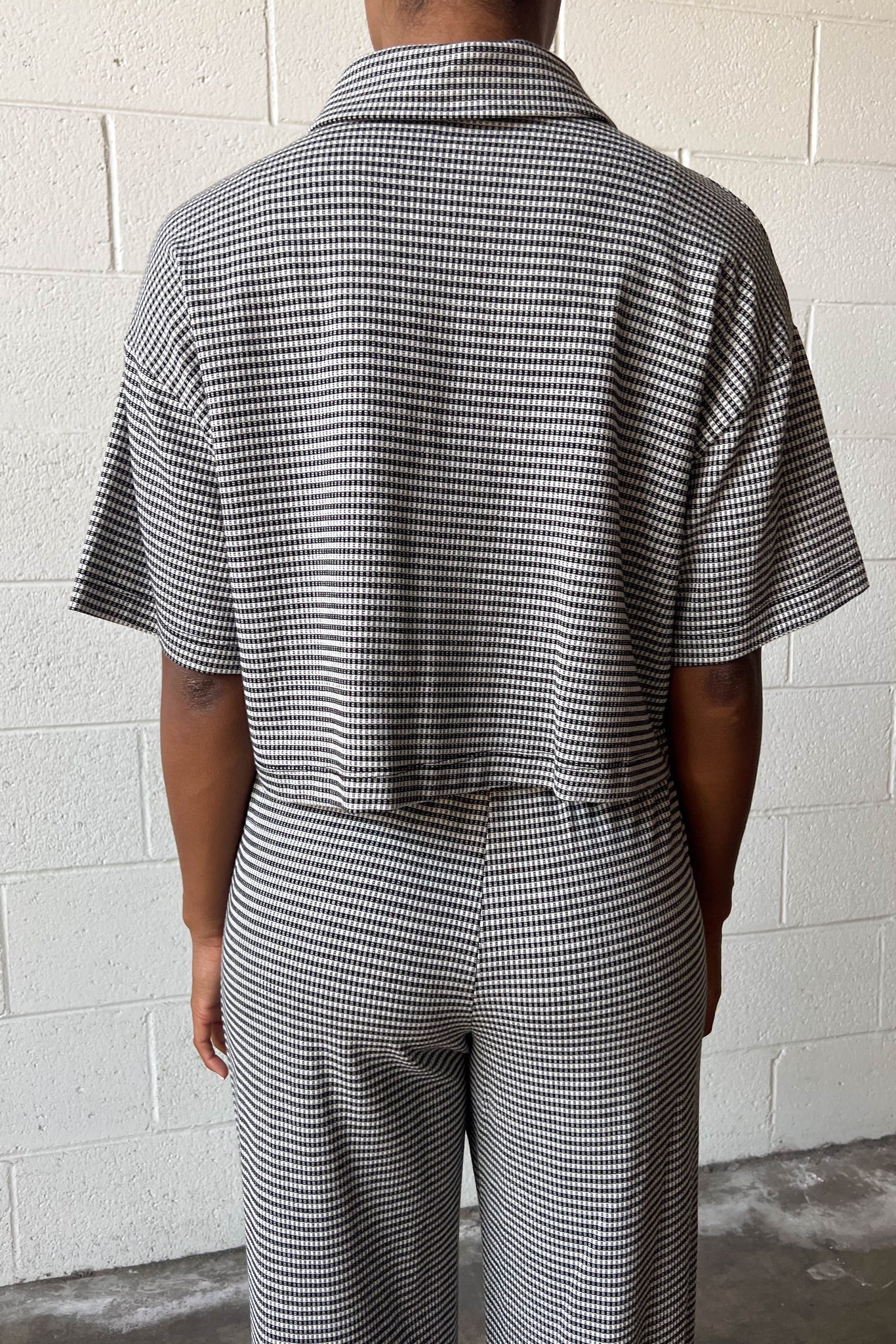 Mini Jacquard Gingham Top - Black/White