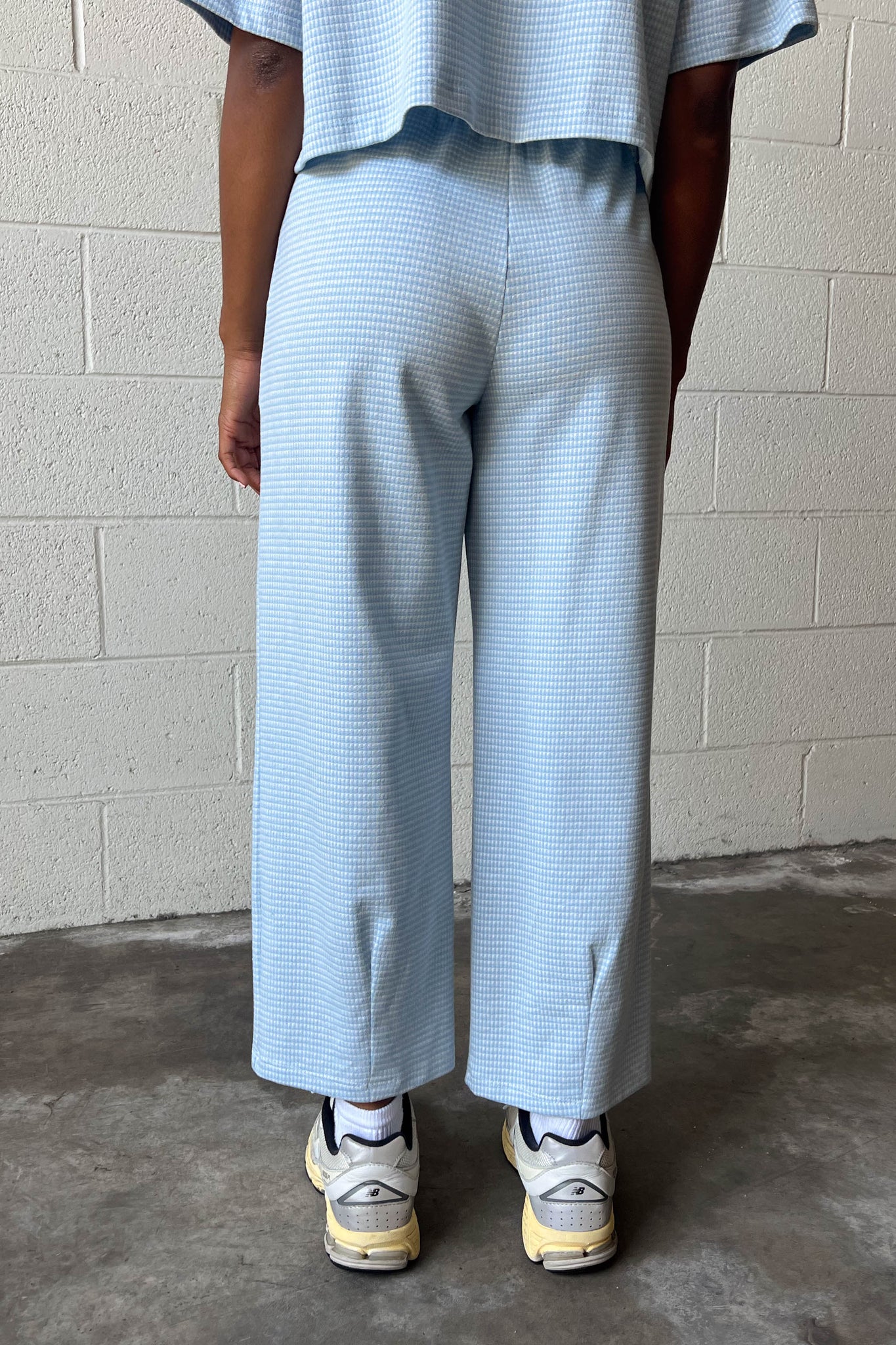 Mini Jacquard Gingham Pants - Blue/White